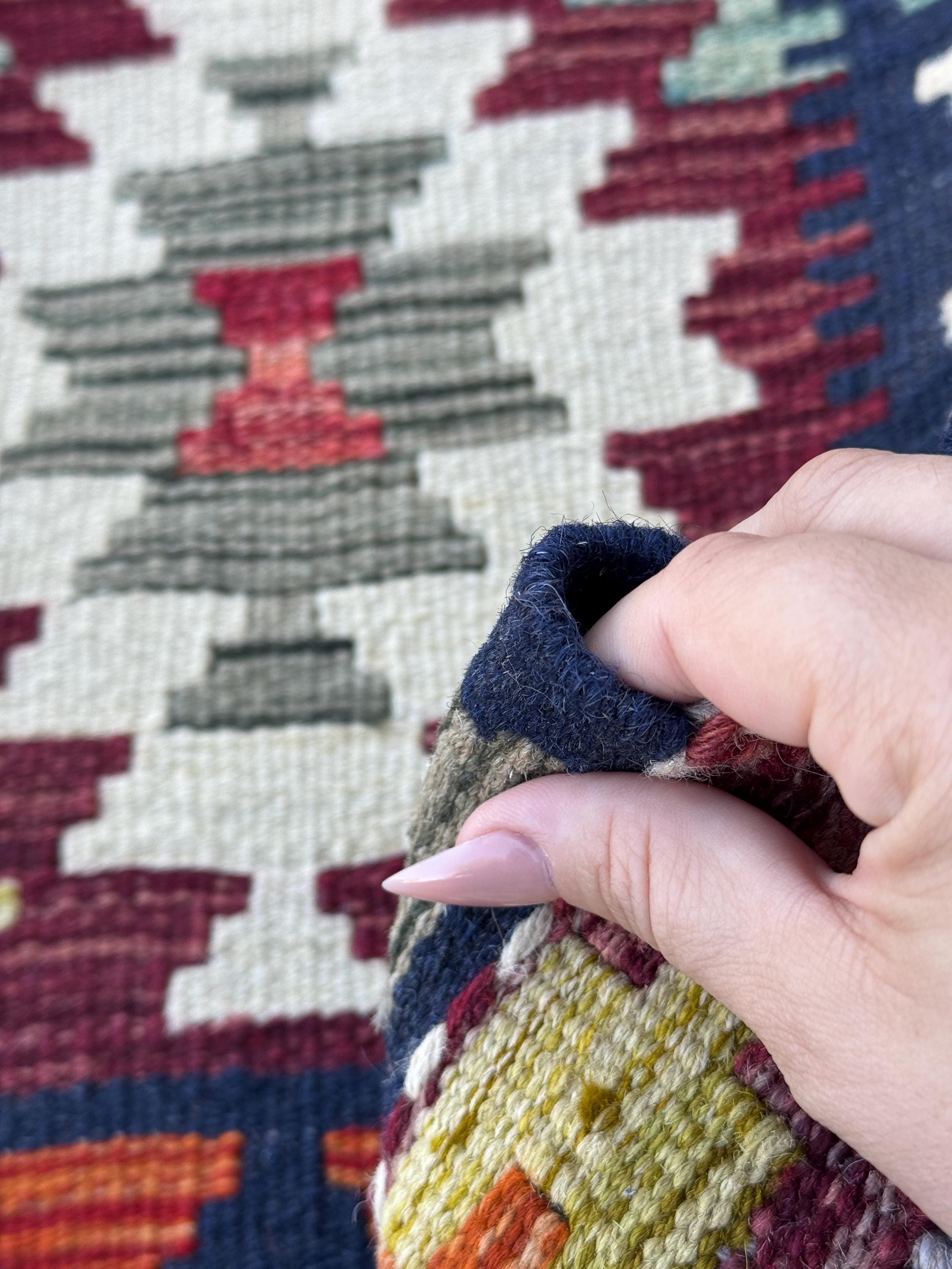 2x5 Handmade Afghan Kilim Runner Rug | Navy Blue Cream Red Orange Aqua Teal Mint Olive Moss Gold Copper Plum Mauve Grey | Wool Flatwoven
