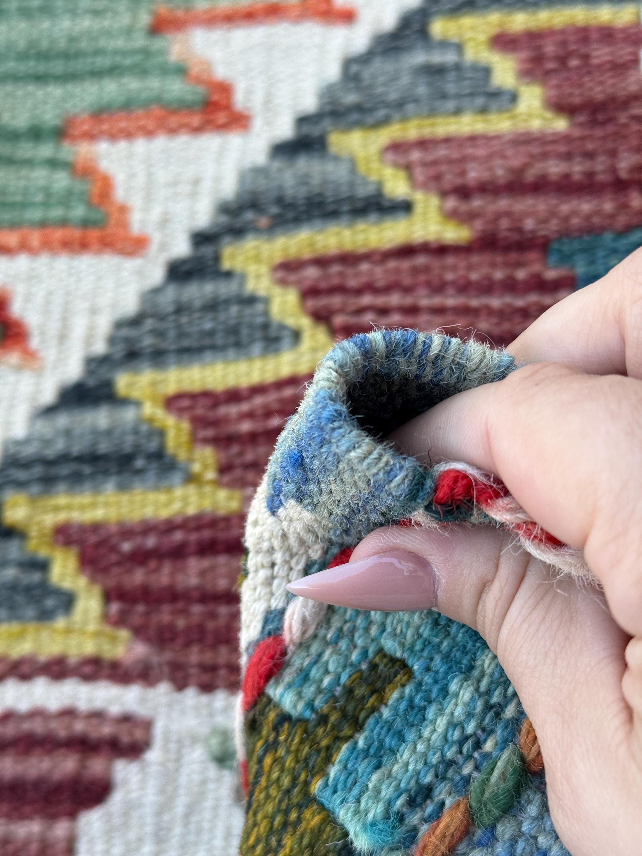 3x5 (91x152) Handmade Afghan Kilim Rug | Olive Green Cream White Burgundy Rust Burnt Orange Aqua Teal Turquoise Navy Blue Charcoal Grey
