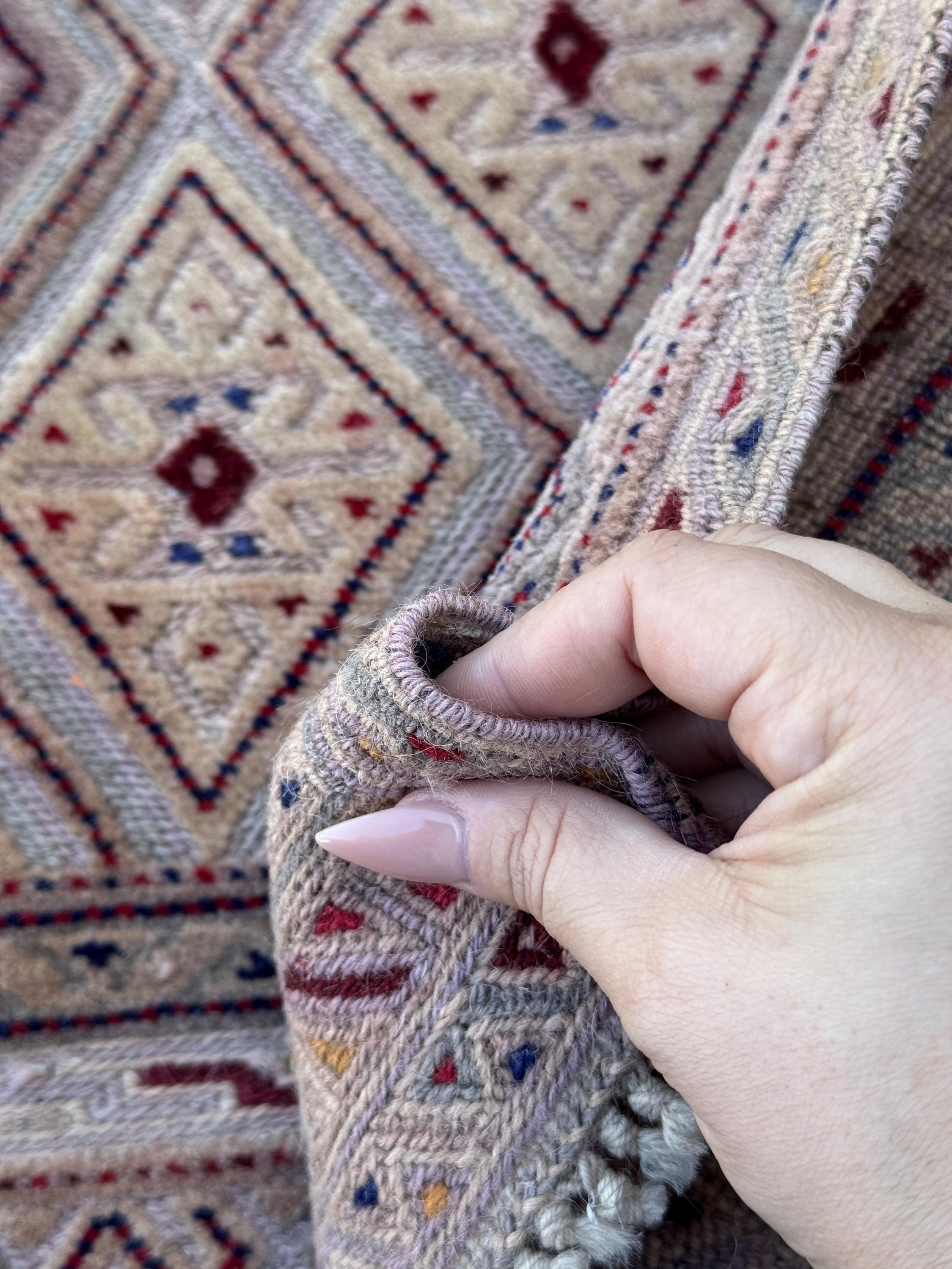 3x5 (91x152) Handmade Afghan Kilim Rug | Tan Cream Beige Brown Mocha Blood Red Midnight Blue Charcoal Grey Black | Wool Flatwoven
