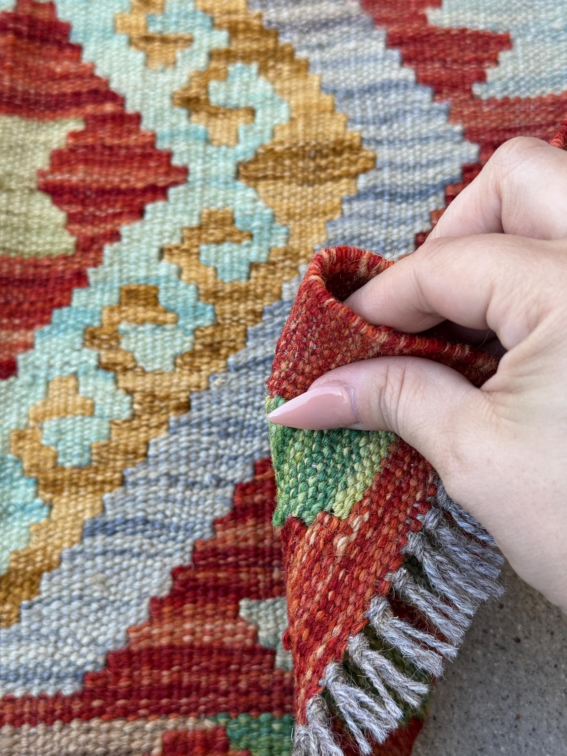 2x3 Handmade Afghan Kilim Rug | Blood Crimson Red Aqua Powder Baby Blue Grey Saffron Yellow Gold Cream Taupe Chocolate Brown Forest Green