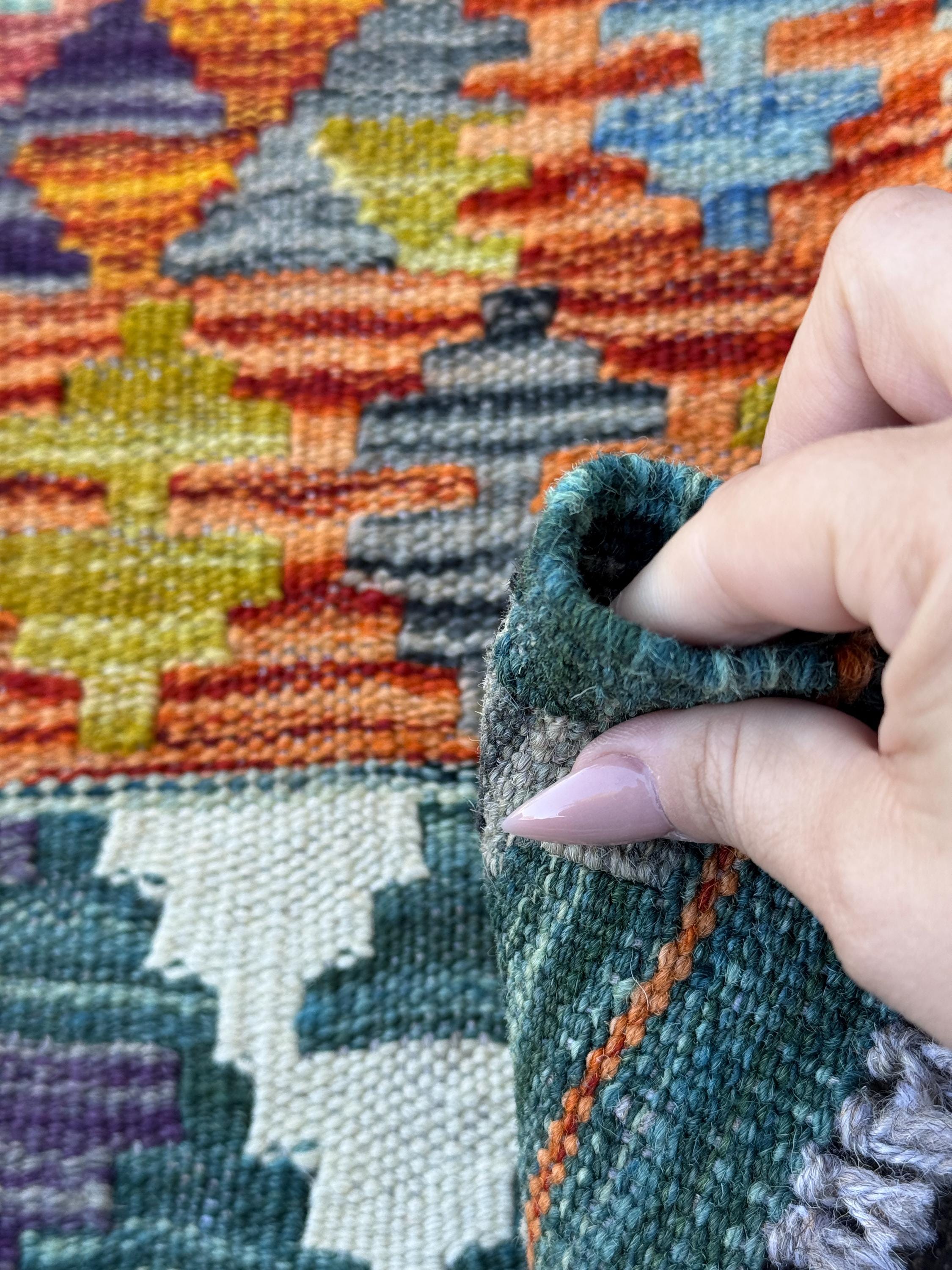 3x4 Handmade Afghan Kilim Rug | Burnt Orange Rust Red Cream White Mustard Yellow Olive Green Teal Aqua Blue Navy Purple Grey | Flatwoven