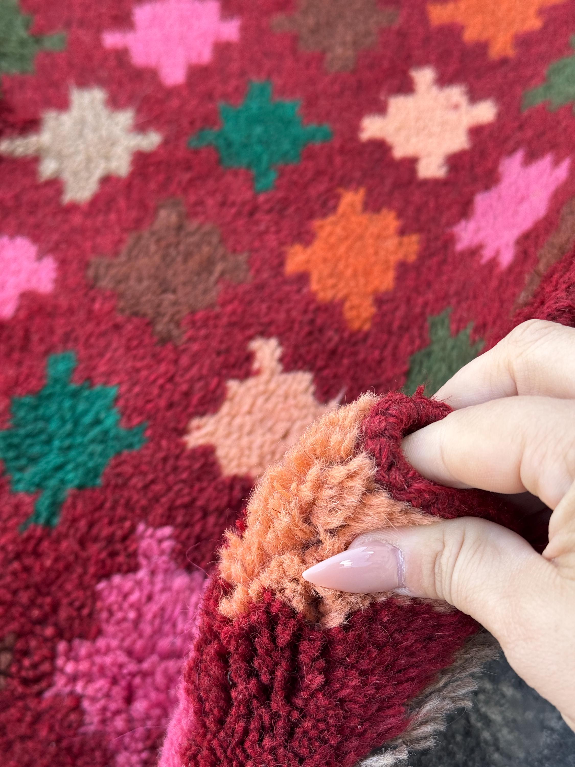 3x10 (90x305) Handmade Vintage Afghan Baluch Runner Rug | Brick Red Burnt Orange Rose Salmon Pink Chocolate Brown Grey Forest Moss Green