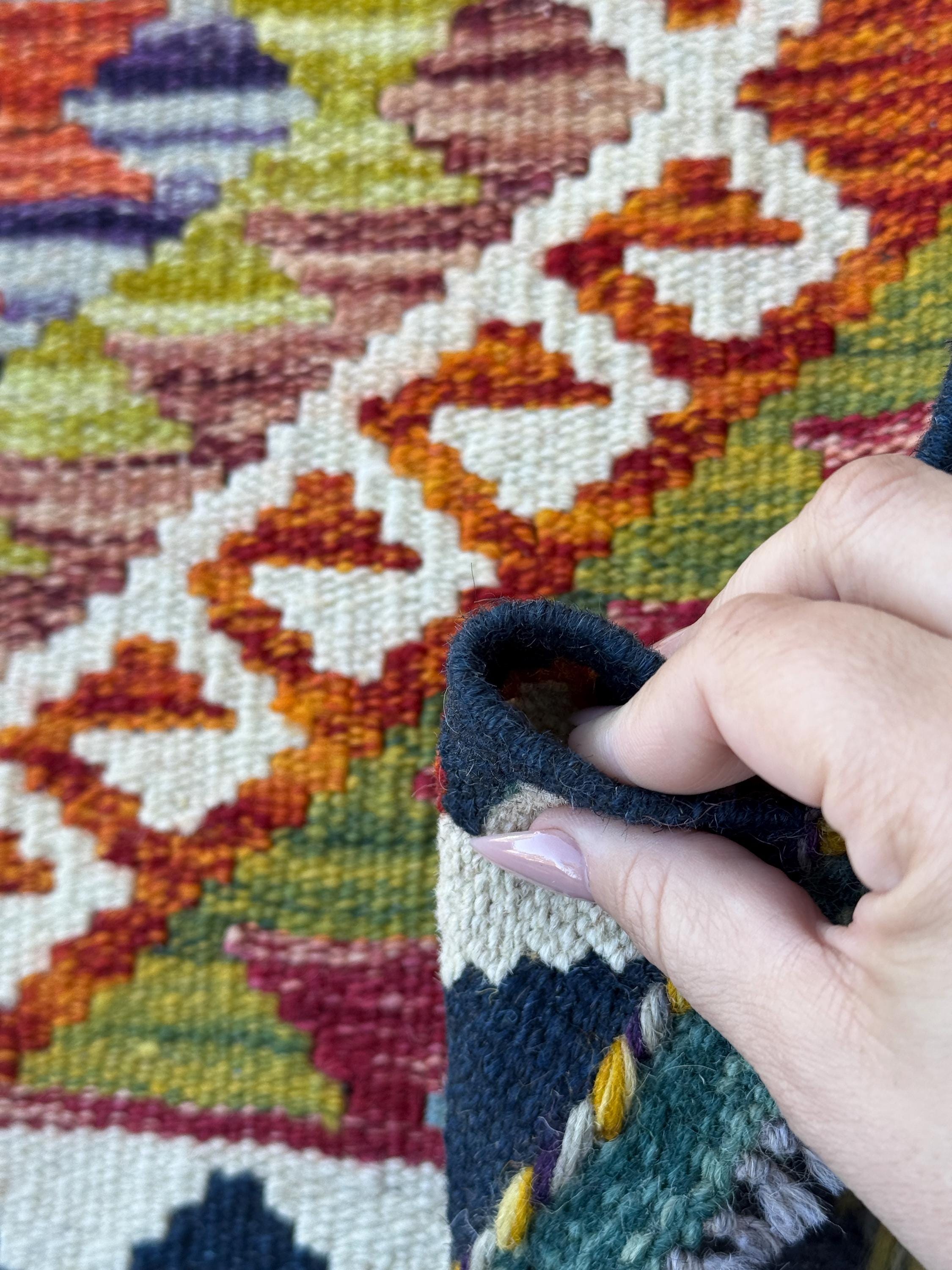 2x5 Handmade Afghan Kilim Runner Rug | Burnt Orange Rust Red Cream White Mustard Yellow Olive Green Teal Aqua Blue Navy Purple Grey | Wool