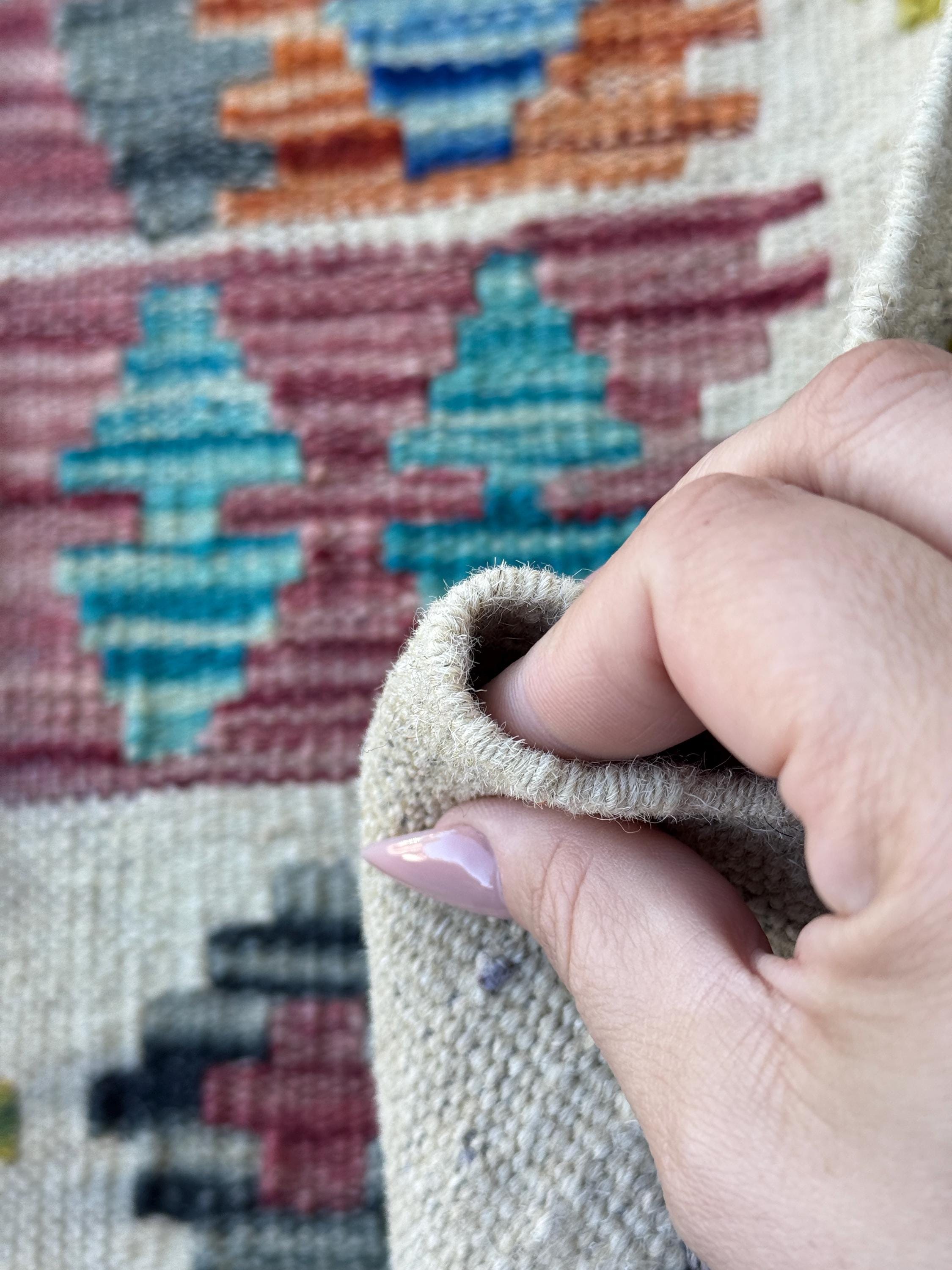3x4 Handmade Afghan Kilim Rug | Cream White Grey Teal Aqua Blue Rust Red Burnt Orange Mustard Yellow Olive Green Purple | Wool Flatwoven