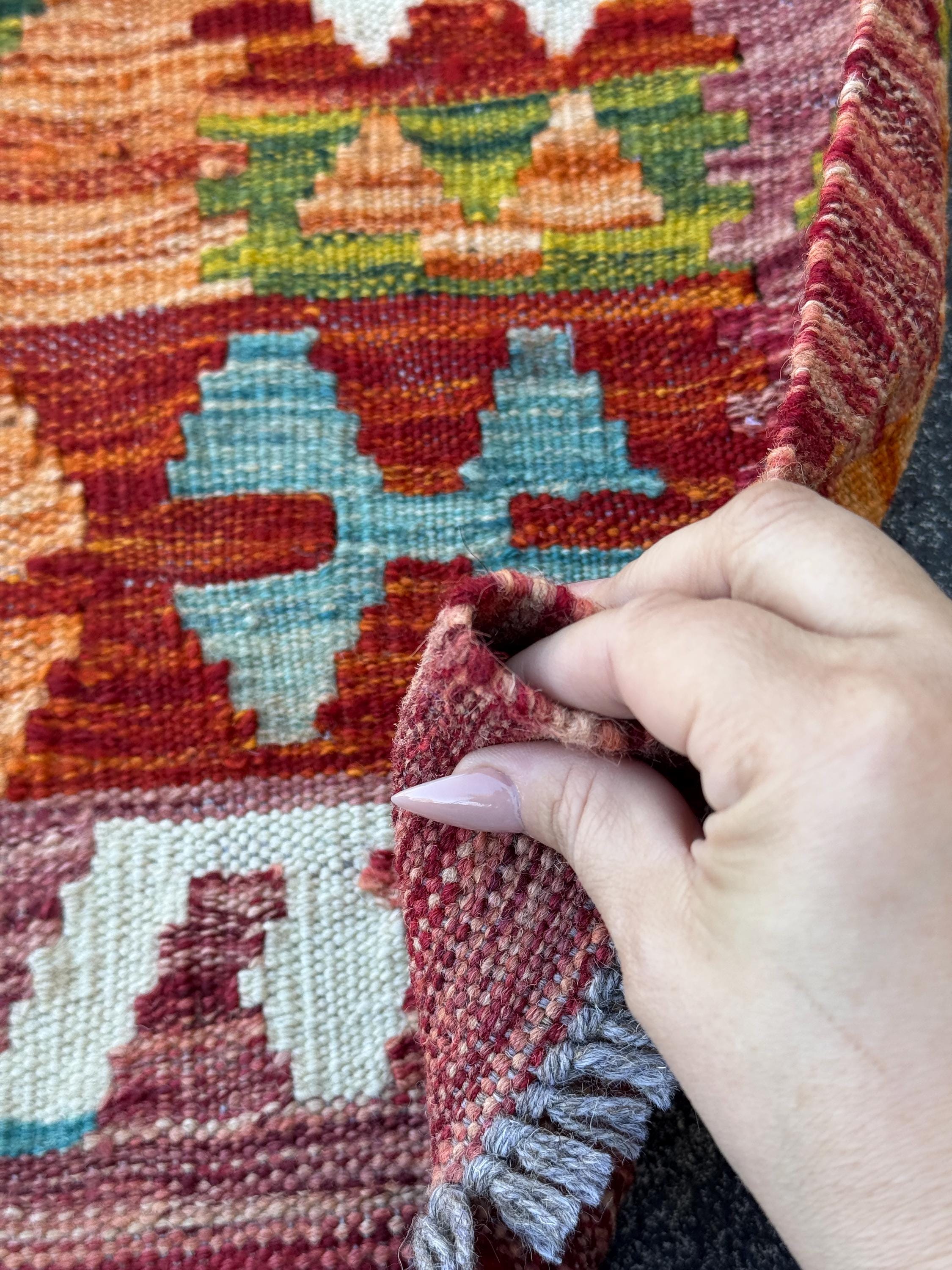 3x4 Handmade Afghan Kilim Rug | Rust Red Burnt Orange Cream White Mustard Yellow Olive Green Aqua Blue Teal Navy Purple Grey | Flatwoven