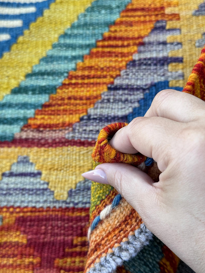 3x4 Handmade Afghan Kilim Rug | Burnt Orange Rust Red Mustard Yellow Cream White Olive Green Teal Aqua Blue Navy Purple Grey | Flatwoven