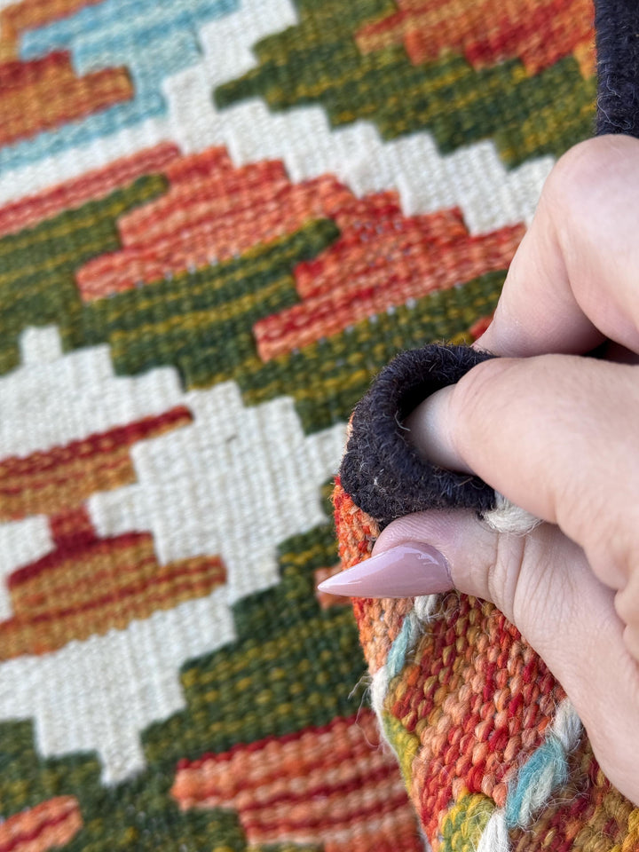 3x4 Handmade Afghan Kilim Rug | Olive Green Rust Red Burnt Orange Cream White Mustard Yellow Teal Aqua Blue Navy Purple Grey | Flatwoven