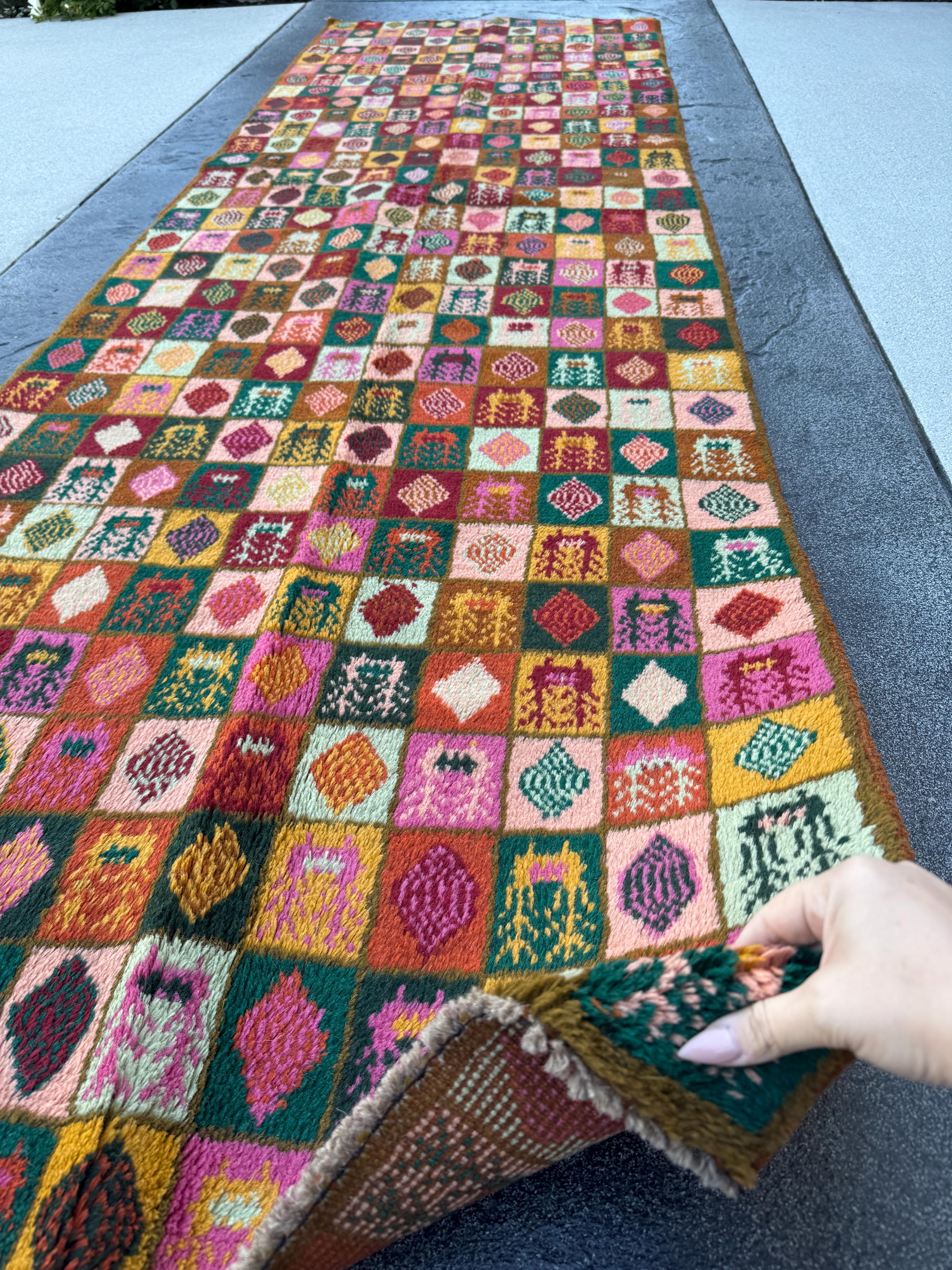 3x10 Handmade Vintage Afghan Baluch Runner Rug | Copper Brown Forest Mint Green Rose Pink Peach Burnt Orange Mustard Gold Brick Red White