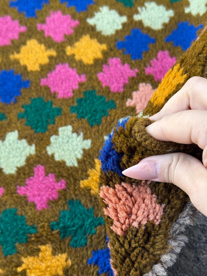 3x10 Handmade Vintage Afghan Baluch Runner Rug | Olive Mint Forest Green Navy Blue Rose Pink Peach Mustard Yellow Gold | Wool Flatwoven
