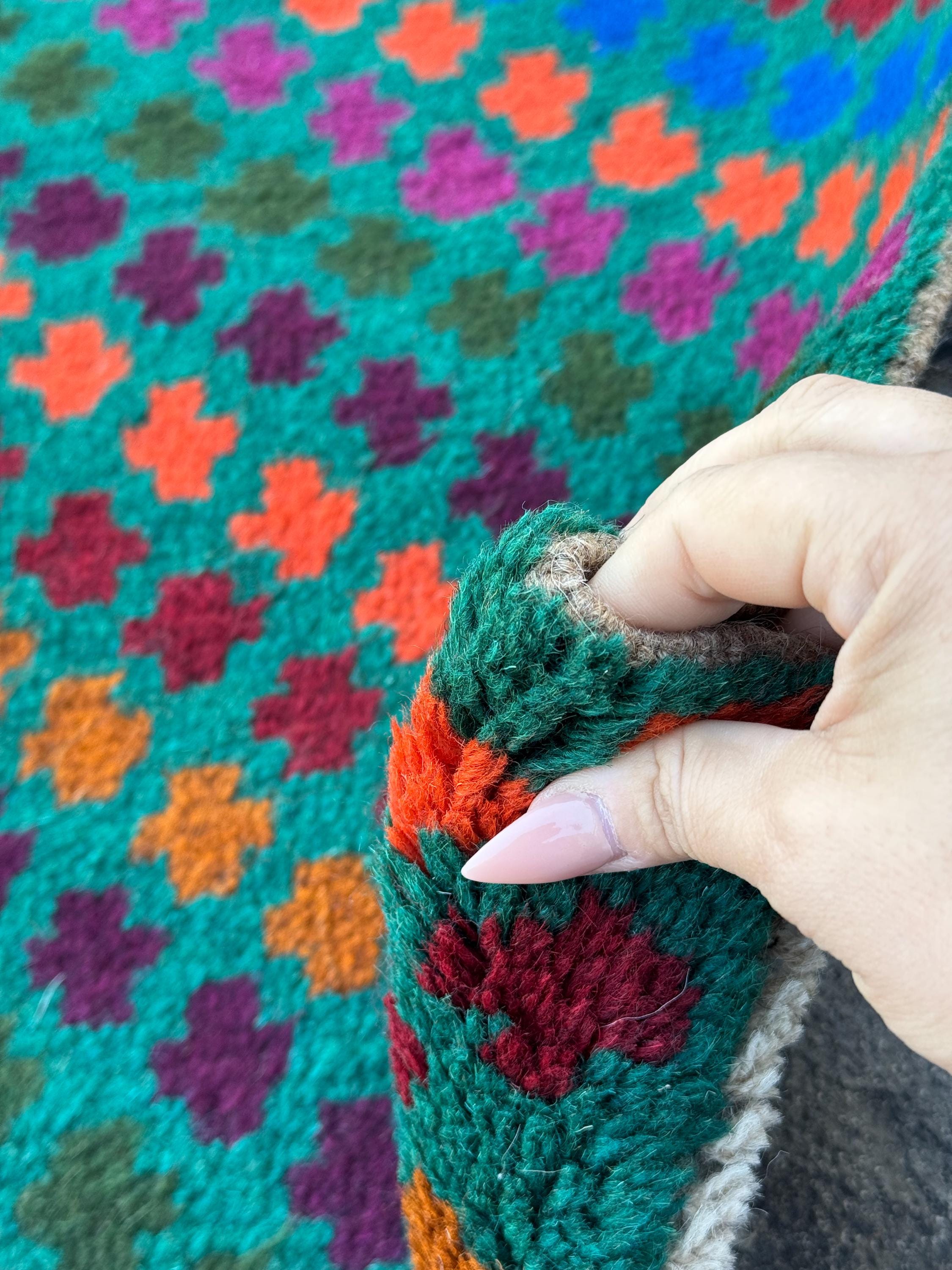 3x9 Handmade Vintage Afghan Baluch Runner Rug | Forest Pine Olive Green Burnt Orange Copper Brown Eggplant Purple Magenta Brick Red | Wool