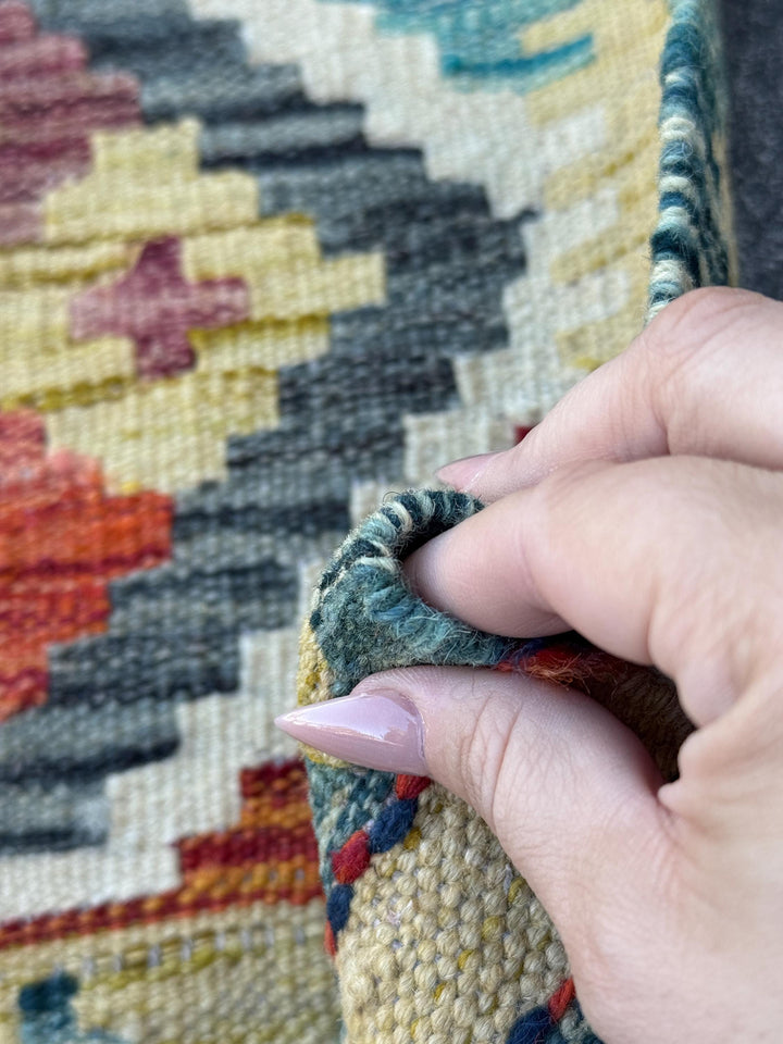 3x4 Handmade Afghan Kilim Rug | Beige Cream Mustard Yellow Rust Red Burnt Orange Olive Green Teal Aqua Blue Navy Purple Grey | Flatwoven