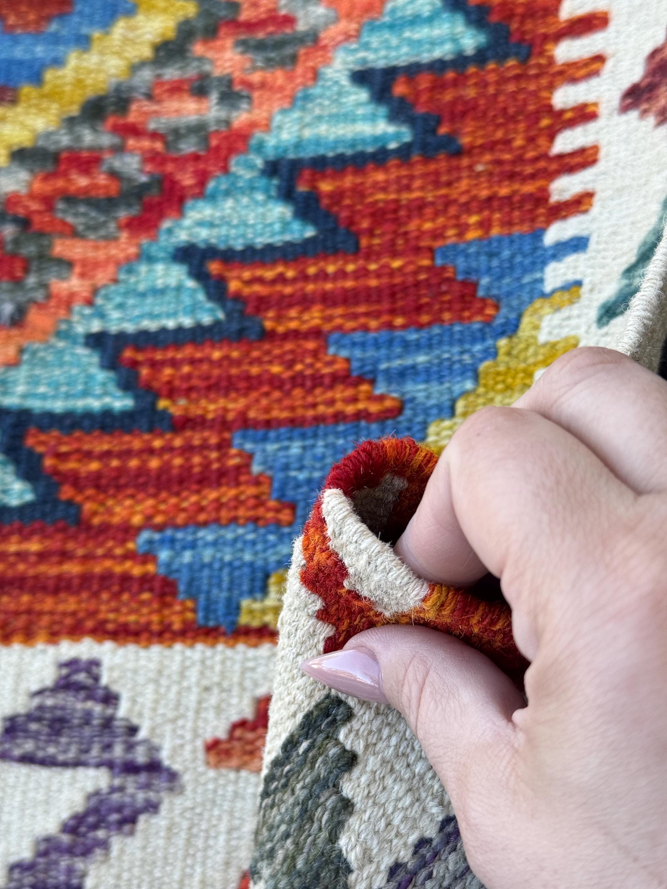 2x5 Handmade Afghan Kilim Runner Rug | Rust Red Burnt Orange Cream White Mustard Yellow Olive Green Teal Aqua Blue Navy Purple Grey