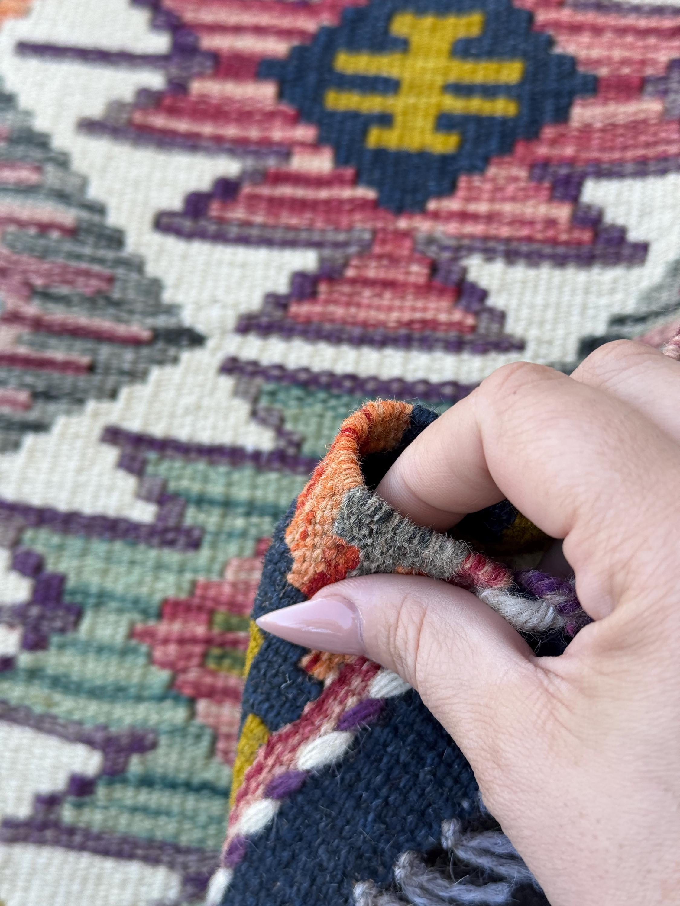2x5 Handmade Afghan Kilim Runner Rug | Cream Rust Red Burnt Orange Mustard Yellow Olive Green Teal Aqua Blue Navy Purple Grey | Flatwoven