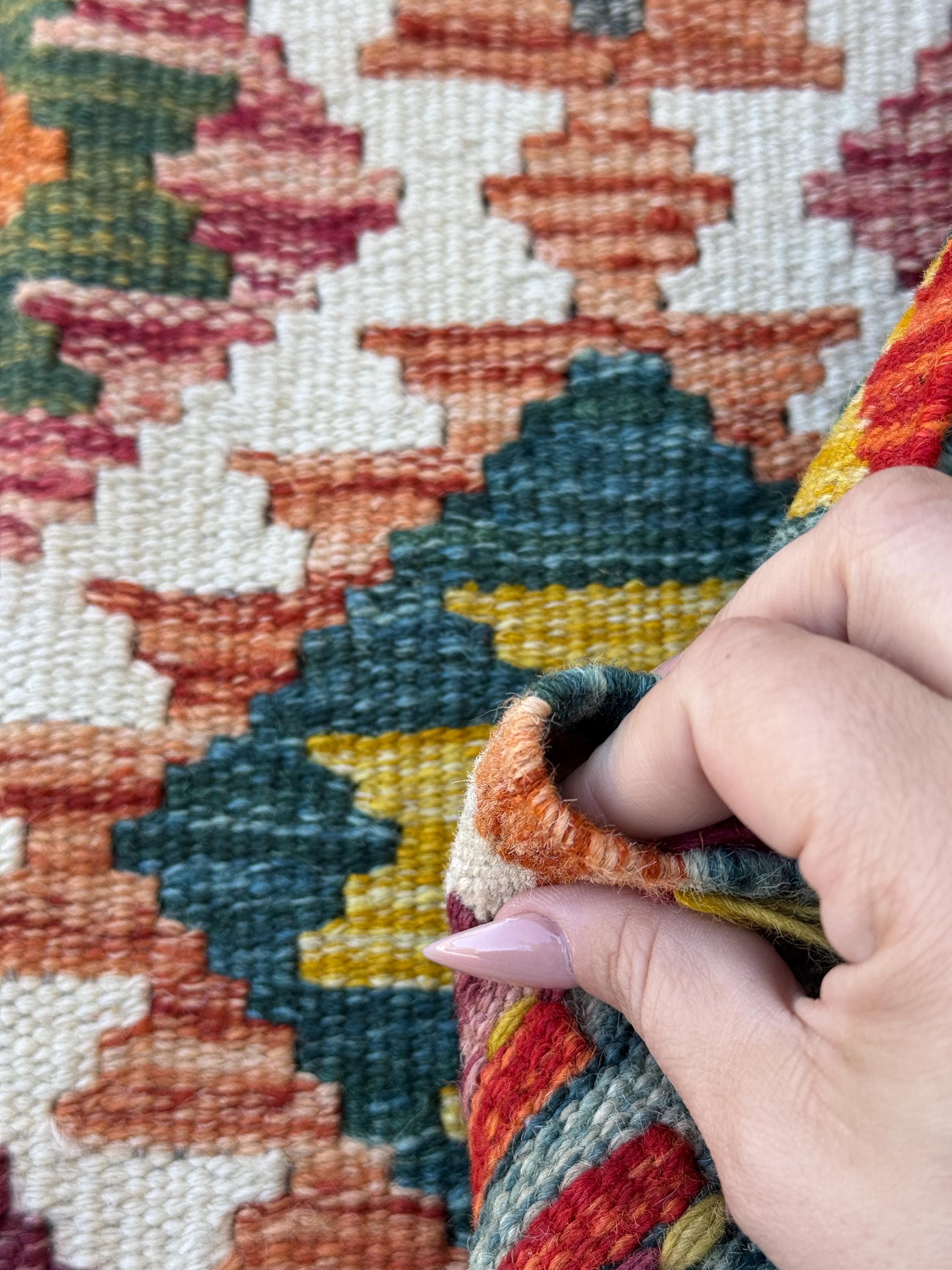 2x5 Handmade Afghan Kilim Runner Rug | Cream White Rust Orange Mustard Yellow Olive Green Teal Aqua Blue Navy Purple Grey Red | Flatwoven