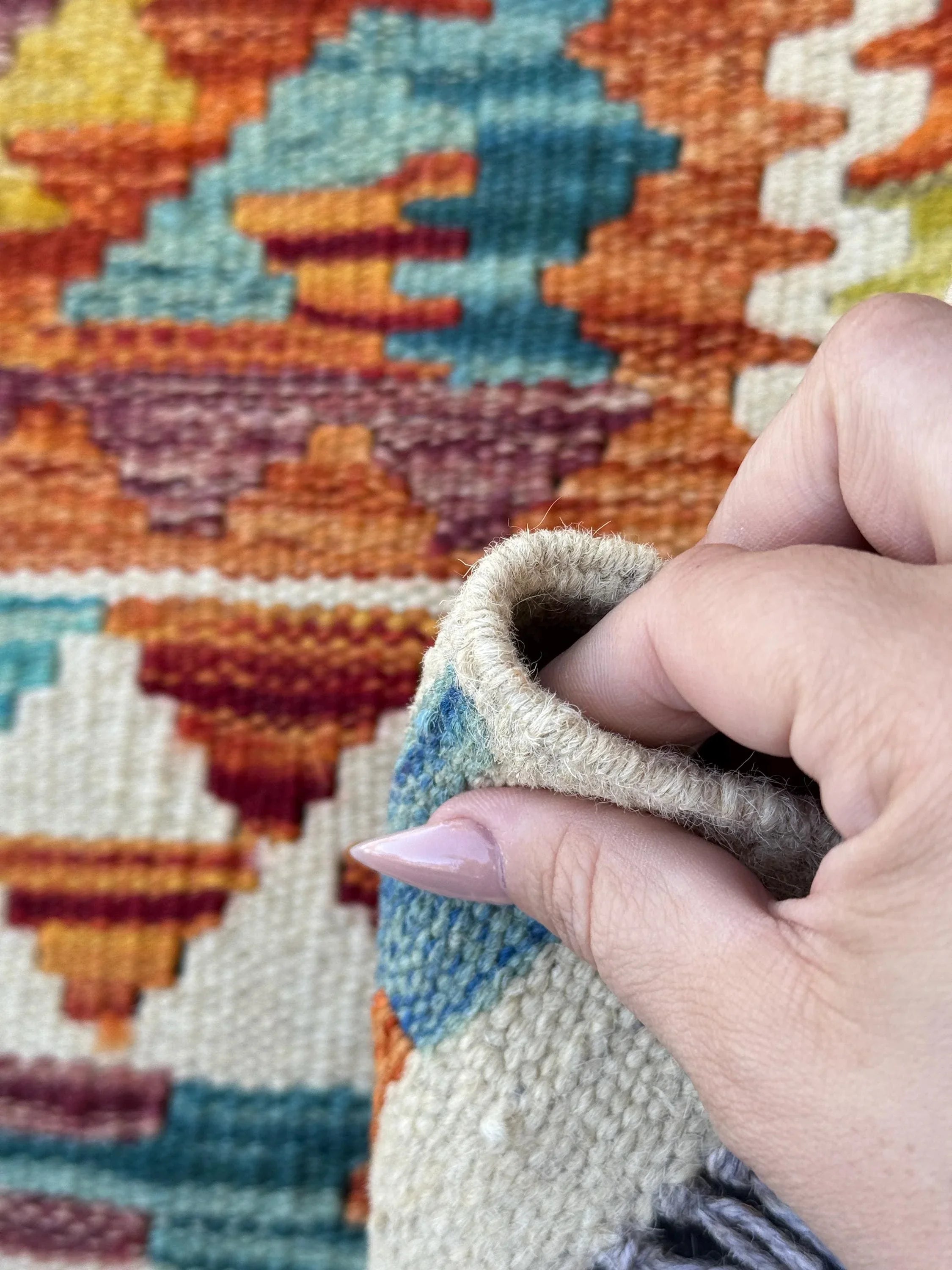 3x4 (91x121) Handmade Afghan Kilim Rug | Cream Baby Pink Orange Teal Turquoise Baby Aqua Blue Mustard Yellow Brick Burgundy Red | Wool