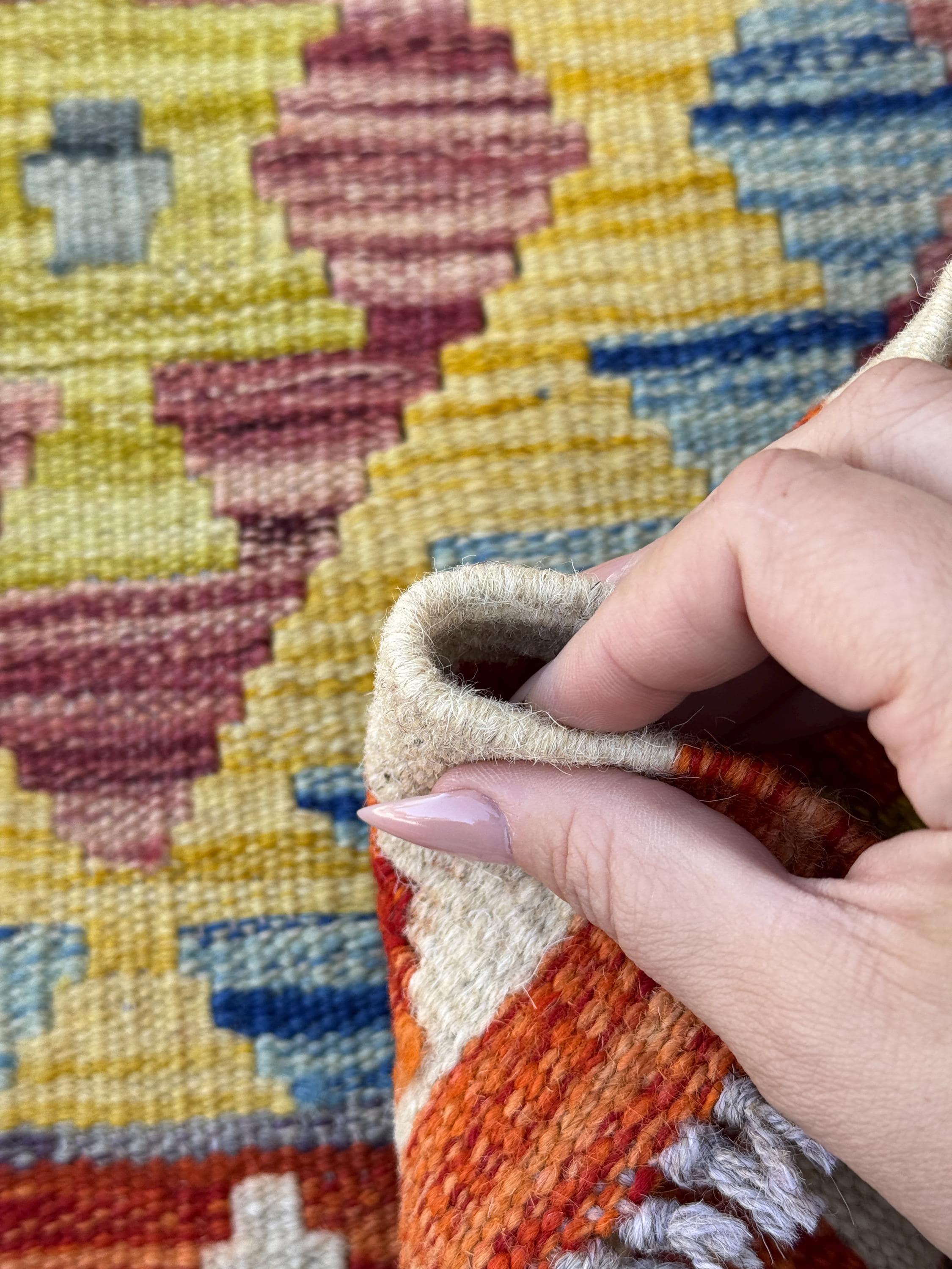 3x4 (91x121) Handmade Afghan Kilim Rug | White Crimson Rust Auburn Red Olive Chartreuse Green Denim Sky Navy Blue Orange Black Grey | Wool