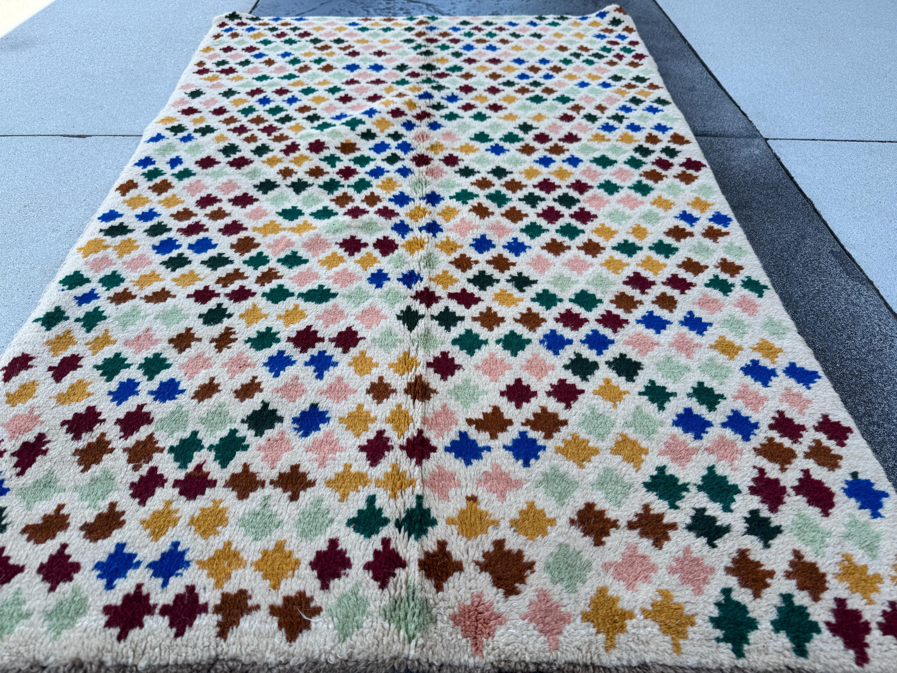 4x6 Handmade Vintage Afghan Baluch Rug | Cream White Copper Brown Mustard Gold Navy Blue Brick Red Forest Mint Green | Wool Flatwoven