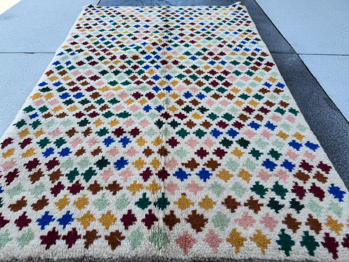 4x6 Handmade Vintage Afghan Baluch Rug | Cream White Copper Brown Mustard Gold Navy Blue Brick Red Forest Mint Green | Wool Flatwoven