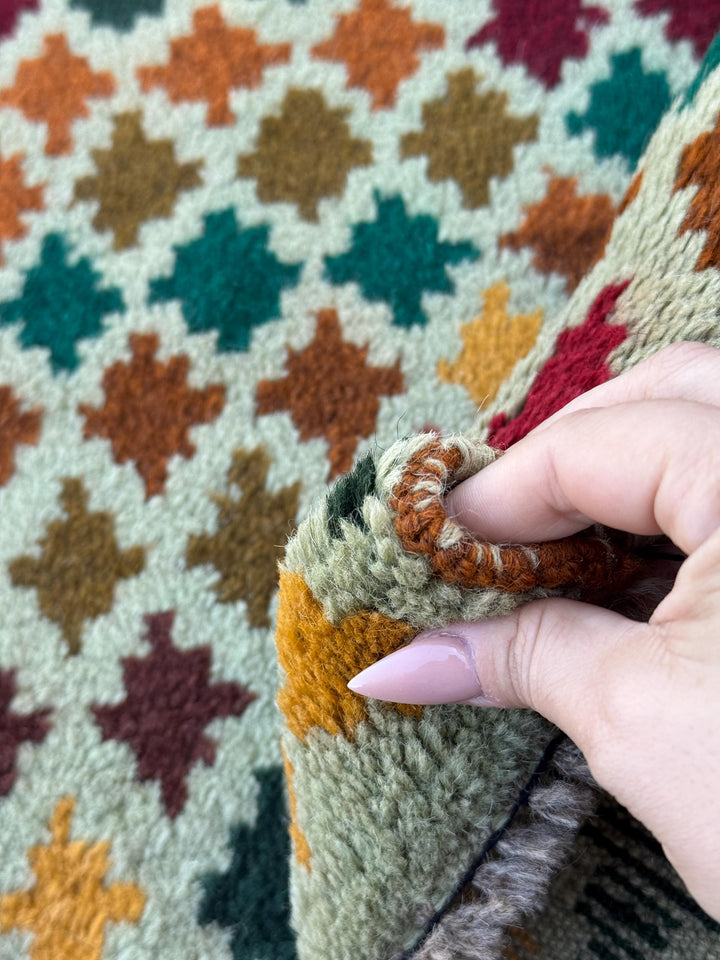 4x6 Handmade Vintage Afghan Baluch Rug | Cream Beige Forest Olive Green Brick Red Mustard Yellow Gold Navy Blue Burnt Orange Tan Grey | Wool