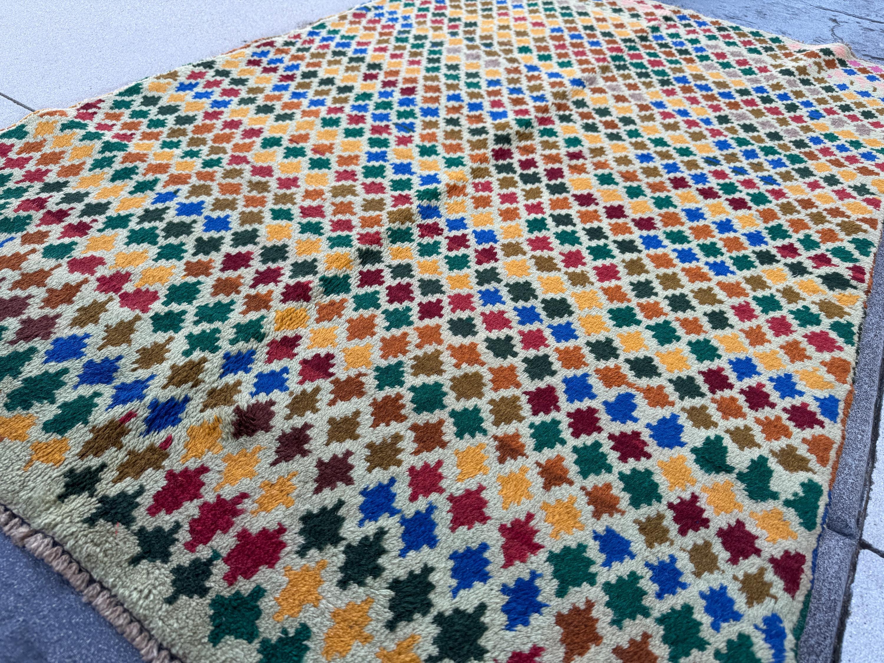 4x6 Handmade Vintage Afghan Baluch Rug | Cream Beige Forest Olive Green Brick Red Mustard Yellow Gold Navy Blue Burnt Orange Tan Grey | Wool
