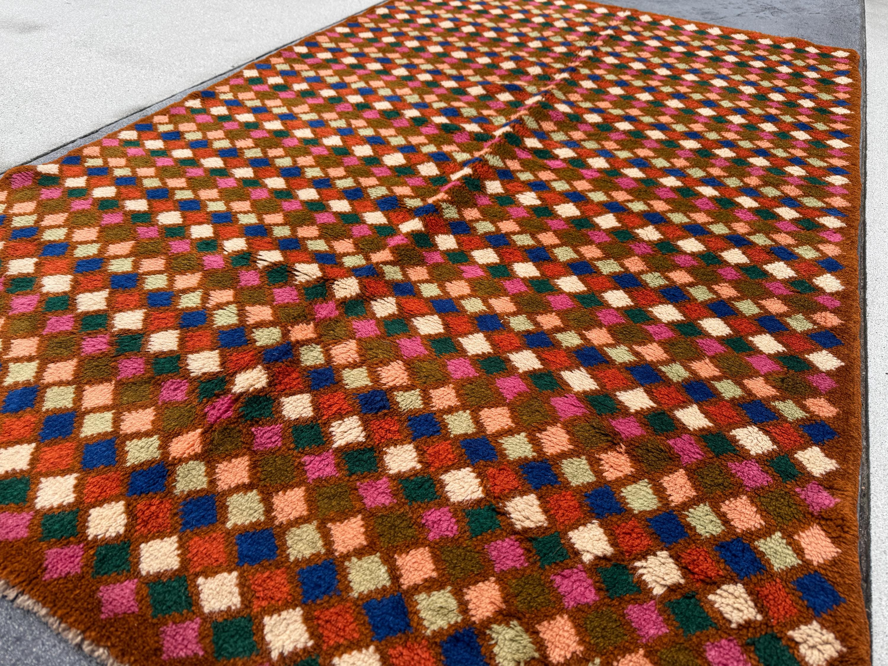 4x6 Handmade Vintage Afghan Baluch Rug | Chocolate Brown Rose Salmon Pink Peach Forest Olive Green Cream White Navy Blue Burnt Orange | Wool
