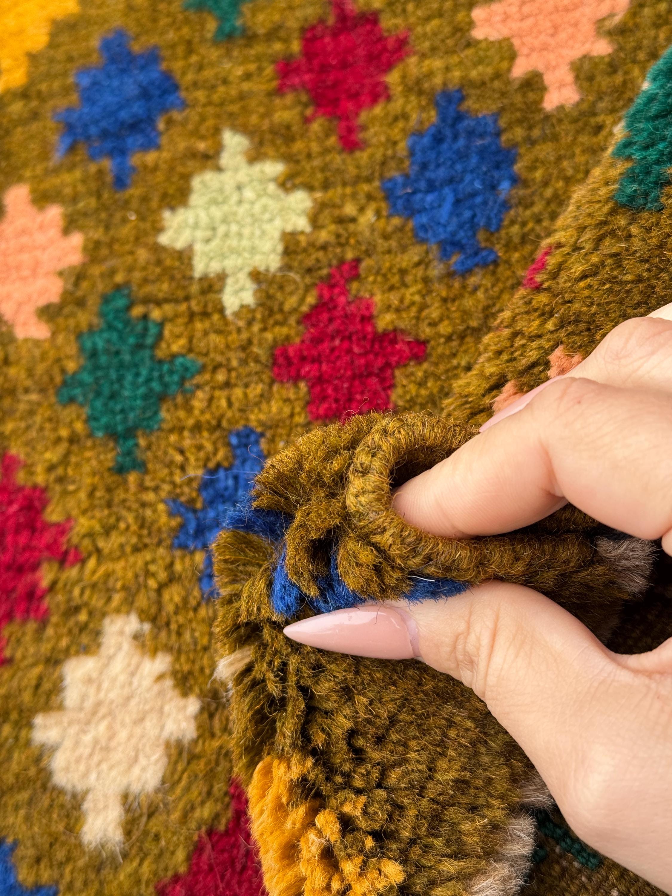 4x6 Handmade Vintage Afghan Baluch Rug | Chocolate Brown Forest Mint Green Brick Red Mustard Gold Navy Blue Cream White Salmon Pink Peach
