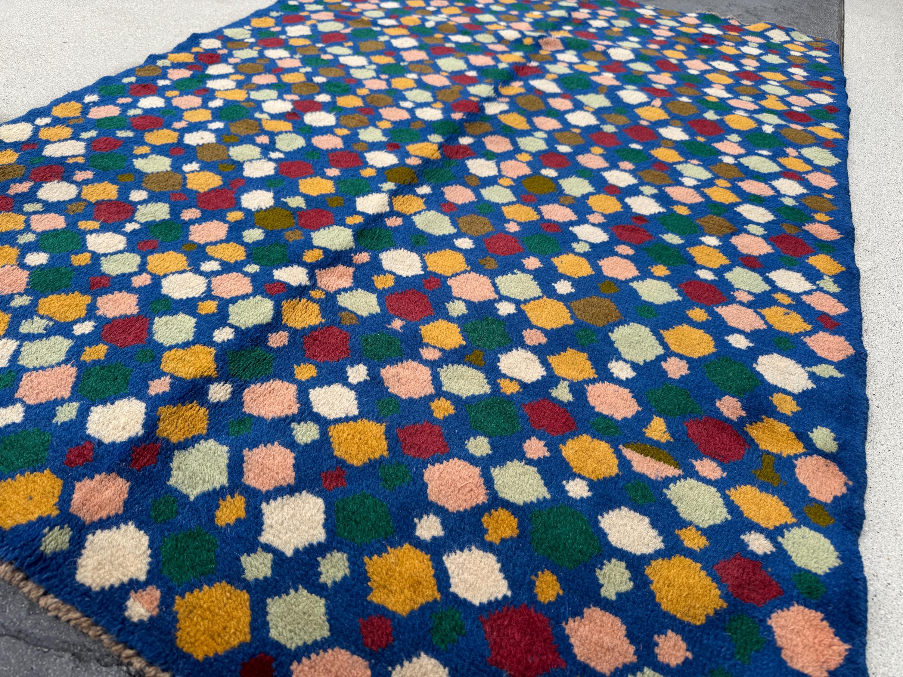 4x6 Handmade Vintage Afghan Baluch Rug | Royal Blue Cream Mustard Yellow Rust Red Olive Mint Forest Green Peach Aqua White | Wool Flatwoven