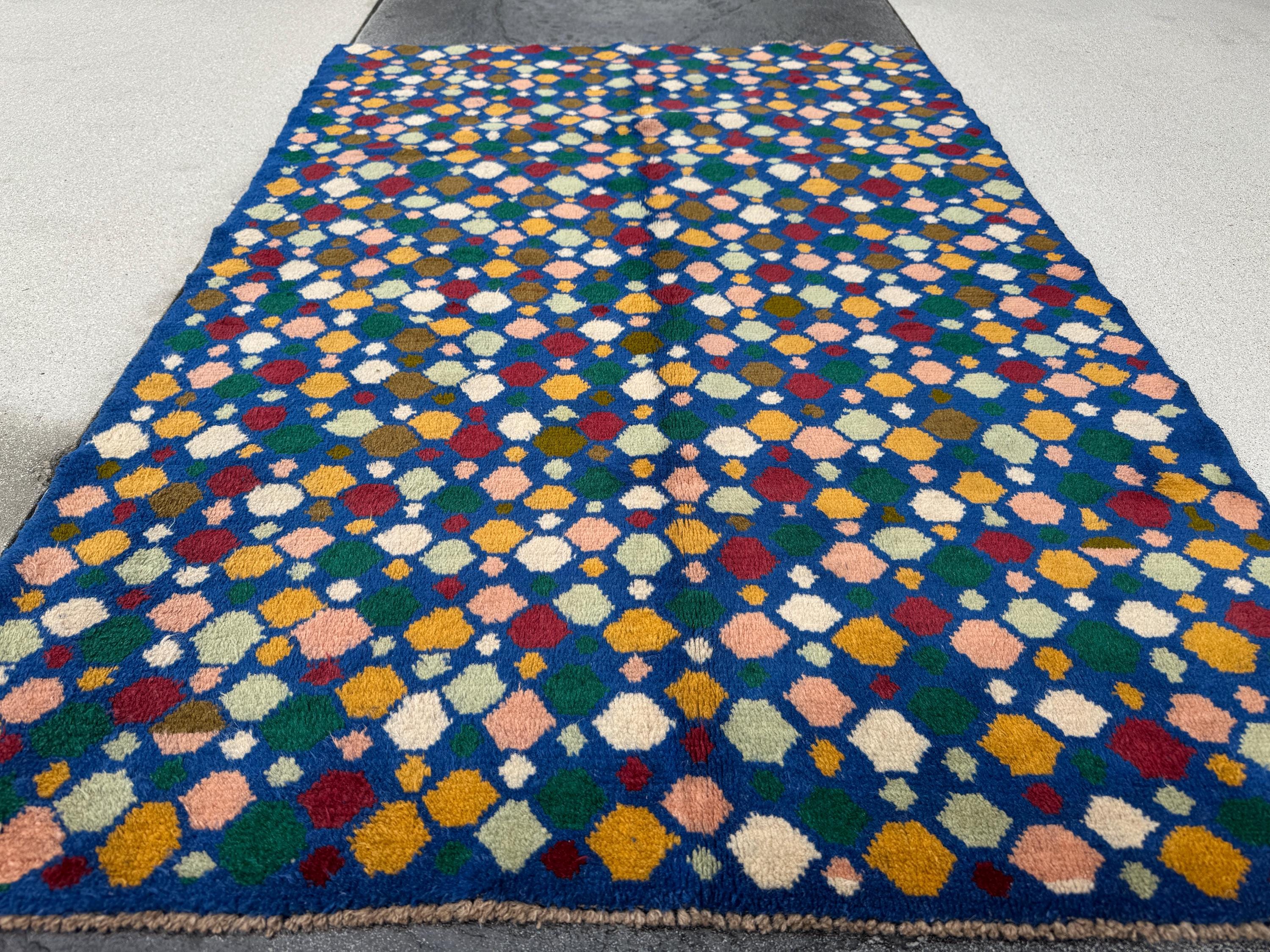 4x6 Handmade Vintage Afghan Baluch Rug | Royal Blue Cream Mustard Yellow Rust Red Olive Mint Forest Green Peach Aqua White | Wool Flatwoven