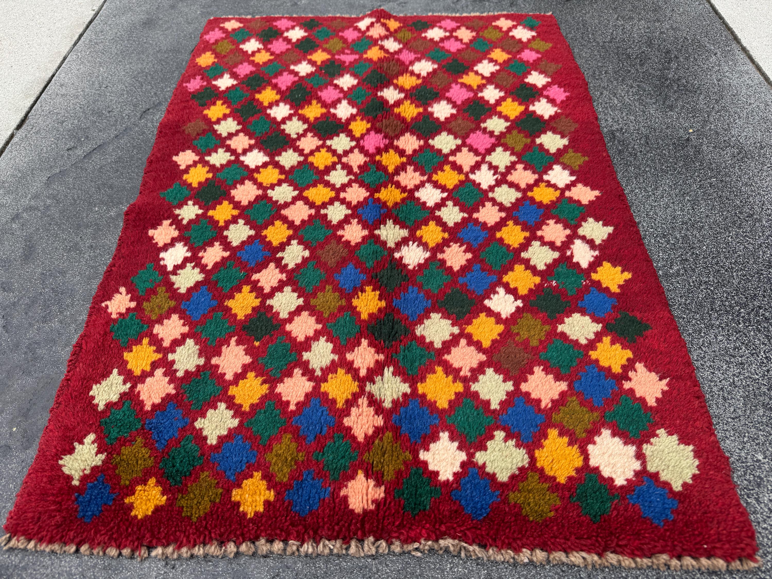 2x3 Handmade Vintage Afghan Baluch Rug | Rust Red Mustard Yellow Pink Peach Navy Blue Forest Olive Mint Green Black Cream White | Doormat