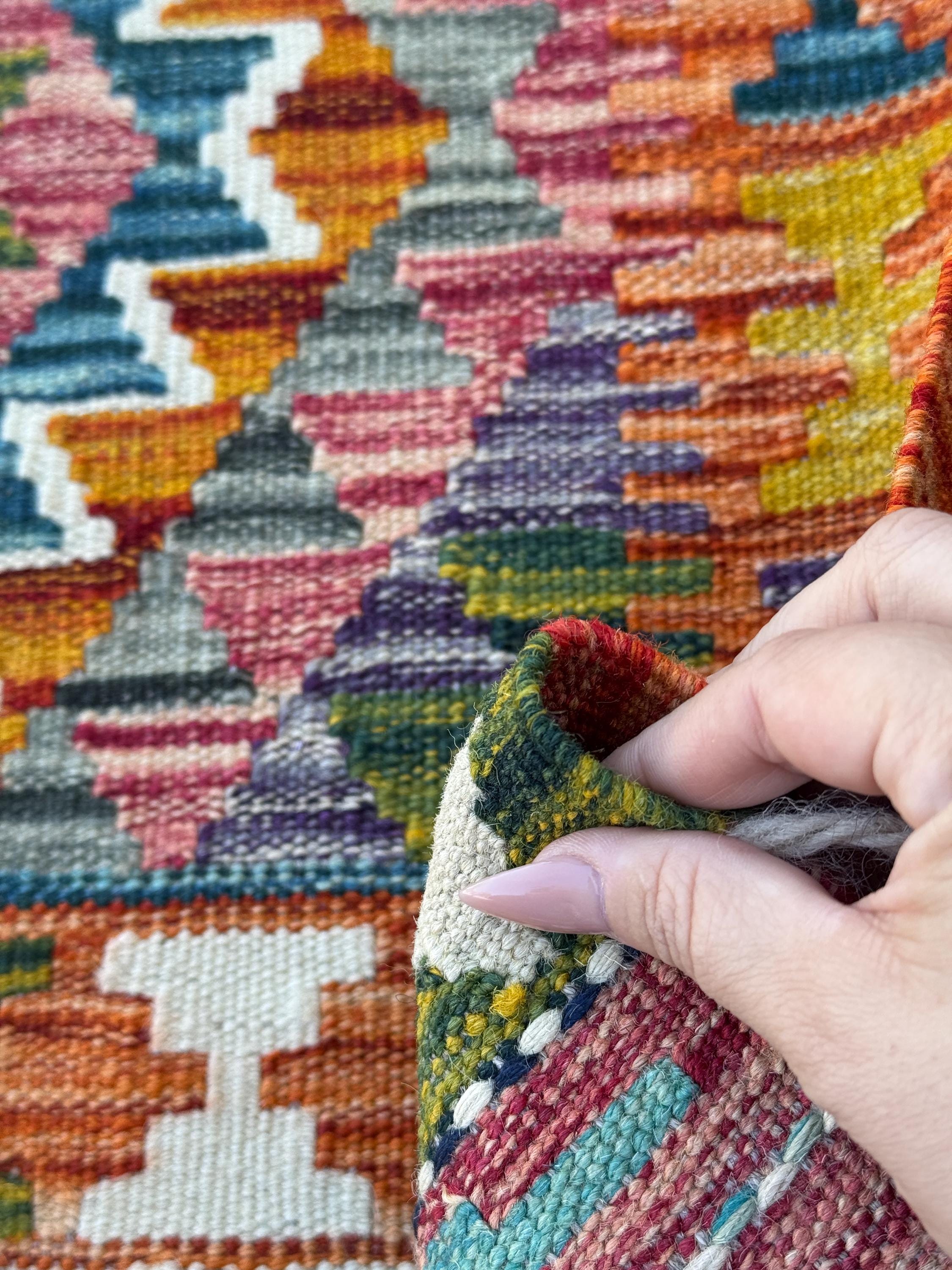 2x5 Handmade Afghan Kilim Runner Rug | Burnt Orange Cream White Charcoal Grey Aqua Teal Red Mustard Gold Purple Olive Forest Green Blue
