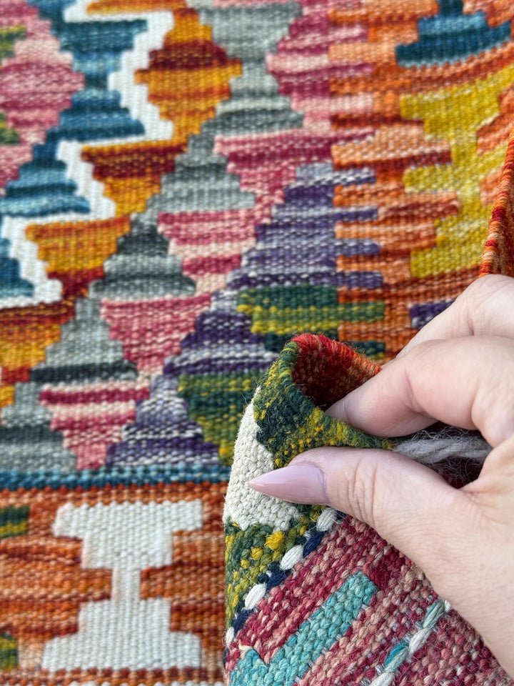 2x5 Handmade Afghan Kilim Runner Rug | Burnt Orange Cream White Charcoal Grey Aqua Teal Red Mustard Gold Purple Olive Forest Green Blue