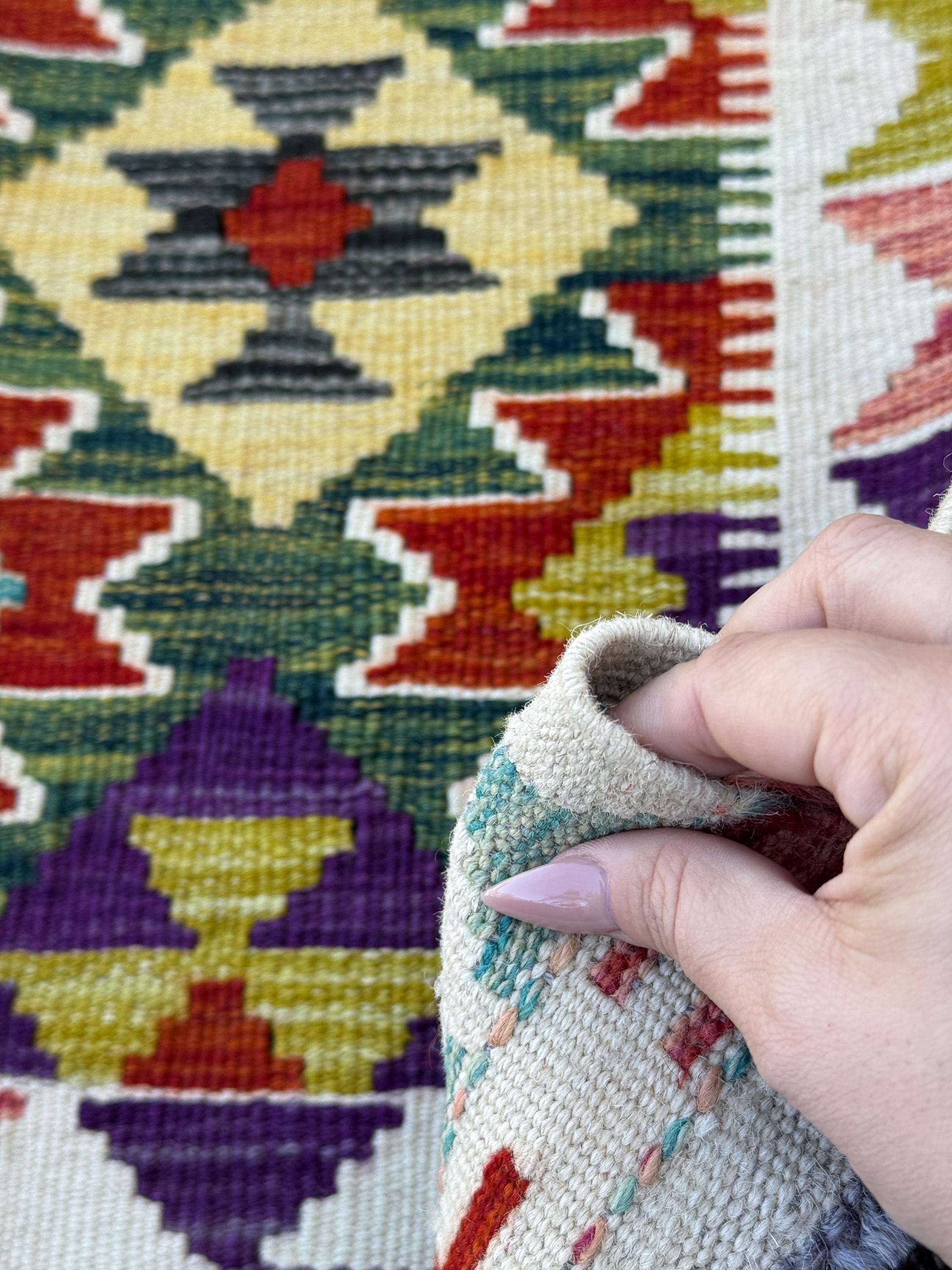 3x5 (91x152) Handmade Afghan Kilim Rug | Cream White Olive Forest Green Beige Charcoal Grey Aqua Teal Maroon Eggplant Purple Red | Flatwoven