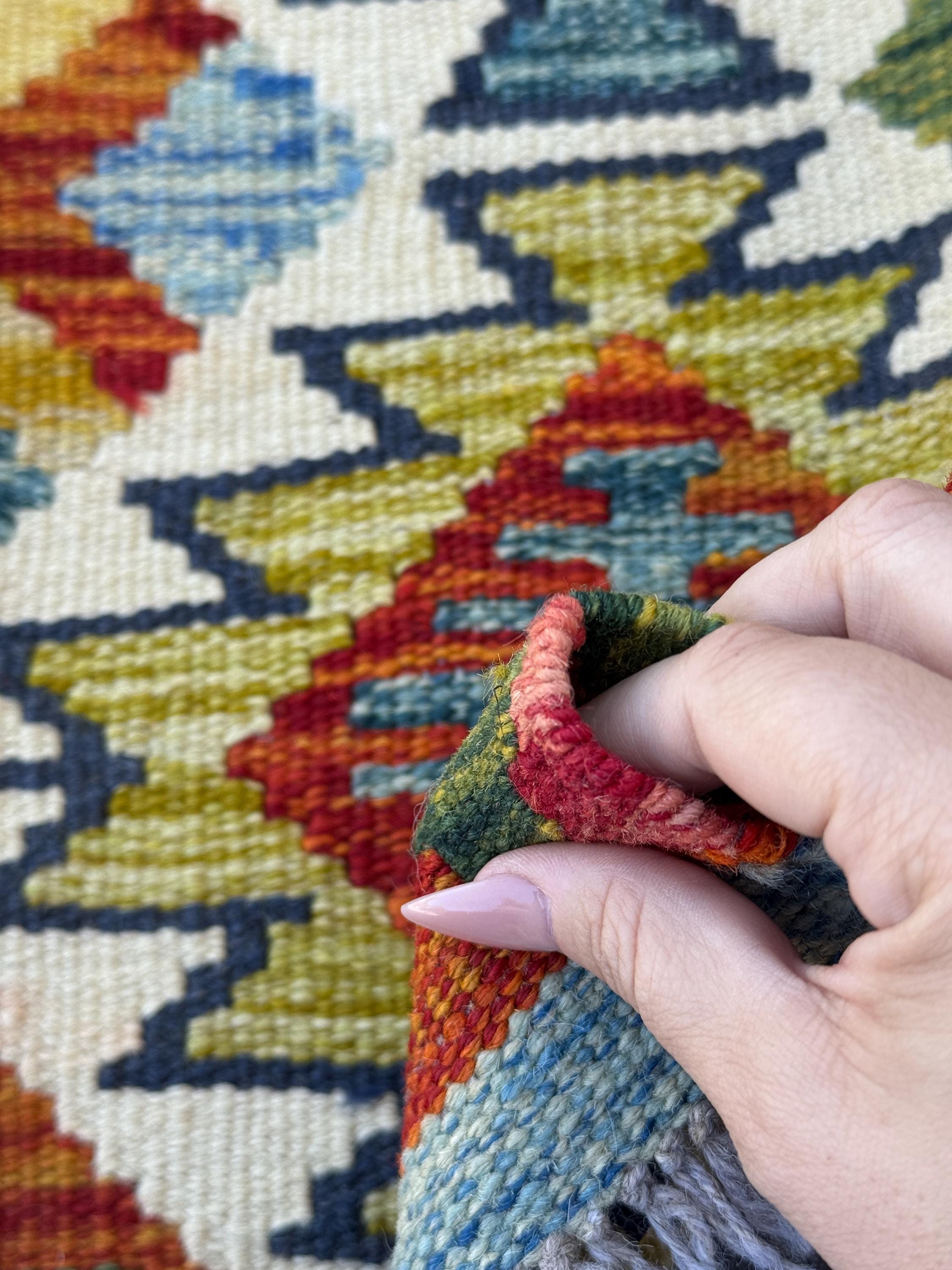2x5 Handmade Afghan Kilim Runner Rug | Cream White Rust Red Olive Moss Green Aqua Teal Denim Blue Charcoal Grey Burnt Orange | Flatwoven