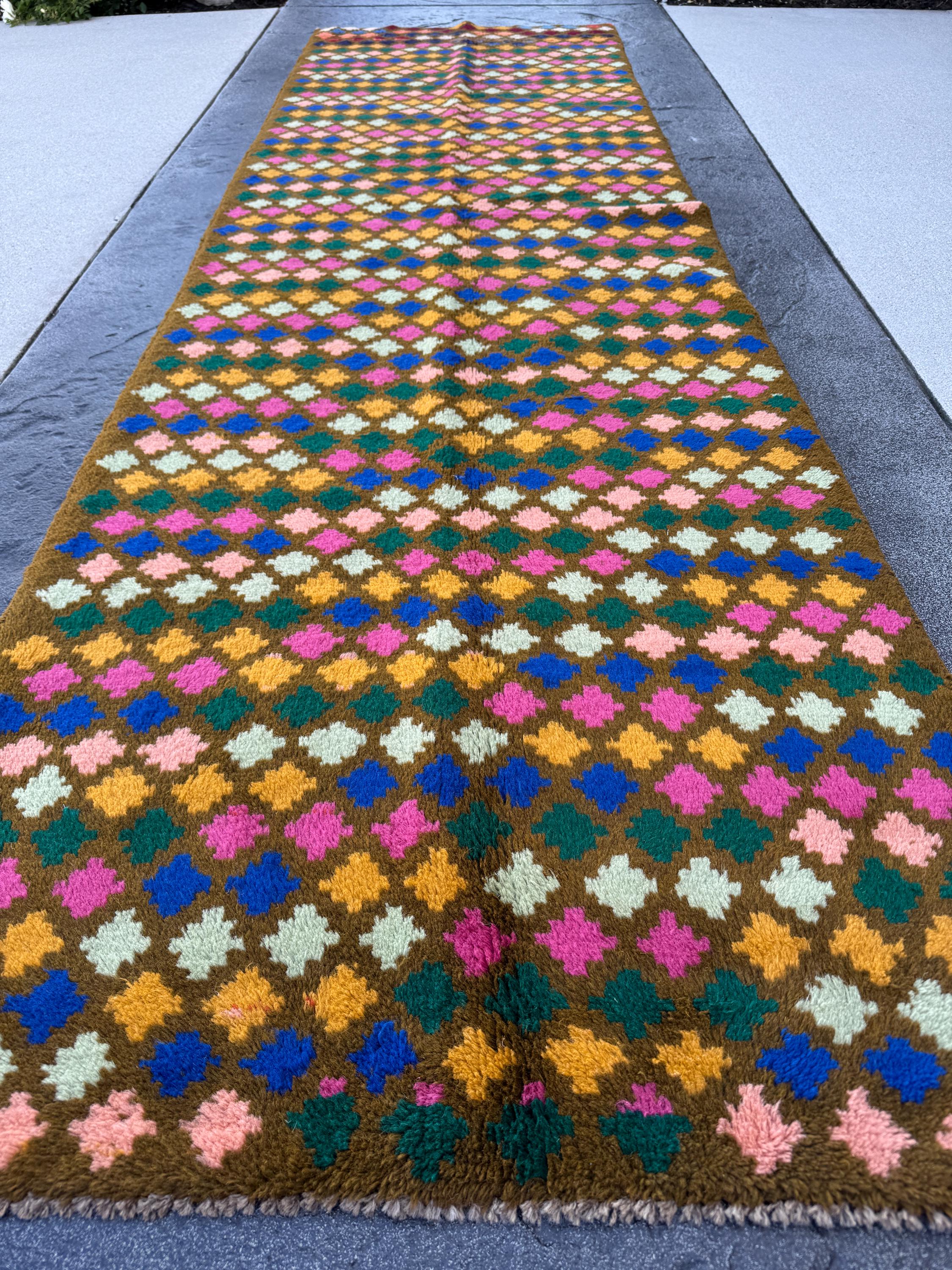 3x10 Handmade Vintage Afghan Baluch Runner Rug | Olive Mint Forest Green Navy Blue Rose Pink Peach Mustard Yellow Gold | Wool Flatwoven