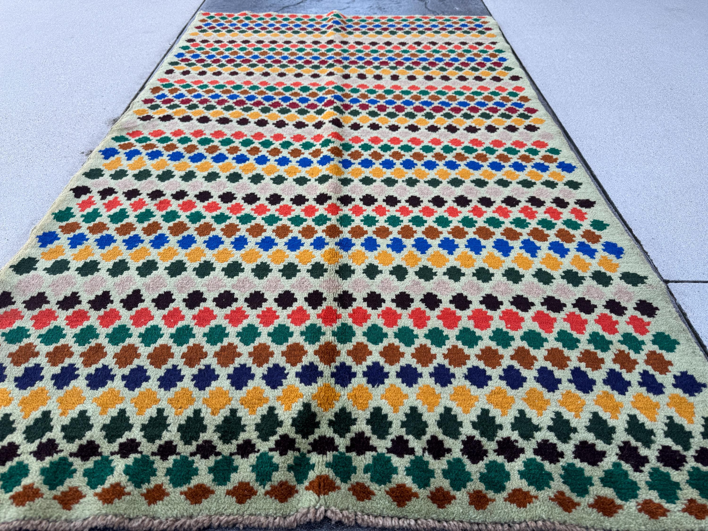 4x7 Handmade Vintage Afghan Baluch Rug | Mint Forest Pine Green Mustard Yellow Gold Copper Brown LIght Grey Black Burnt Orange Brick Red