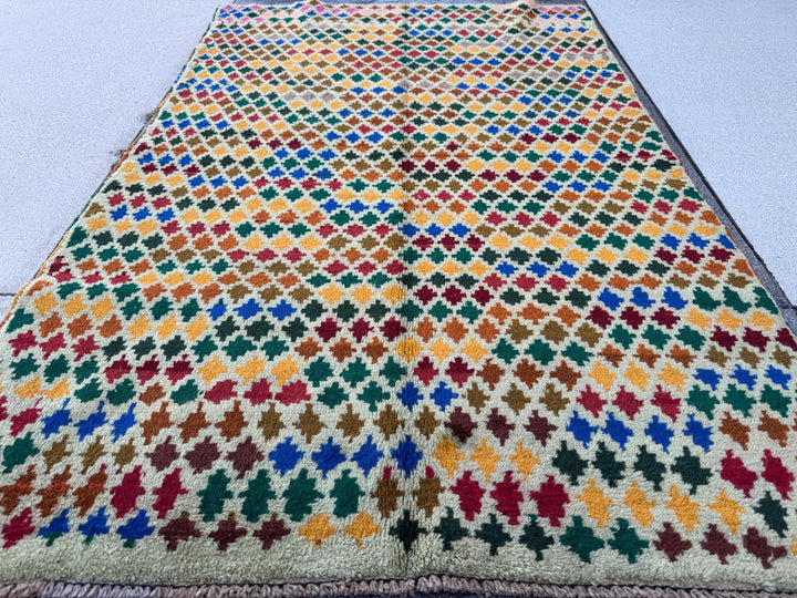 4x6 Handmade Vintage Afghan Baluch Rug | Cream Beige Forest Olive Green Brick Red Mustard Yellow Gold Navy Blue Burnt Orange Tan Grey | Wool