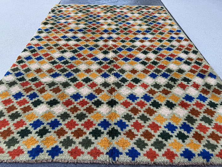 4x6 Handmade Vintage Afghan Baluch Rug | Mint FOrest Pine Green Copper Brown White Burnt Orange Navy Blue Mustard Yellow Gold | Flatwoven