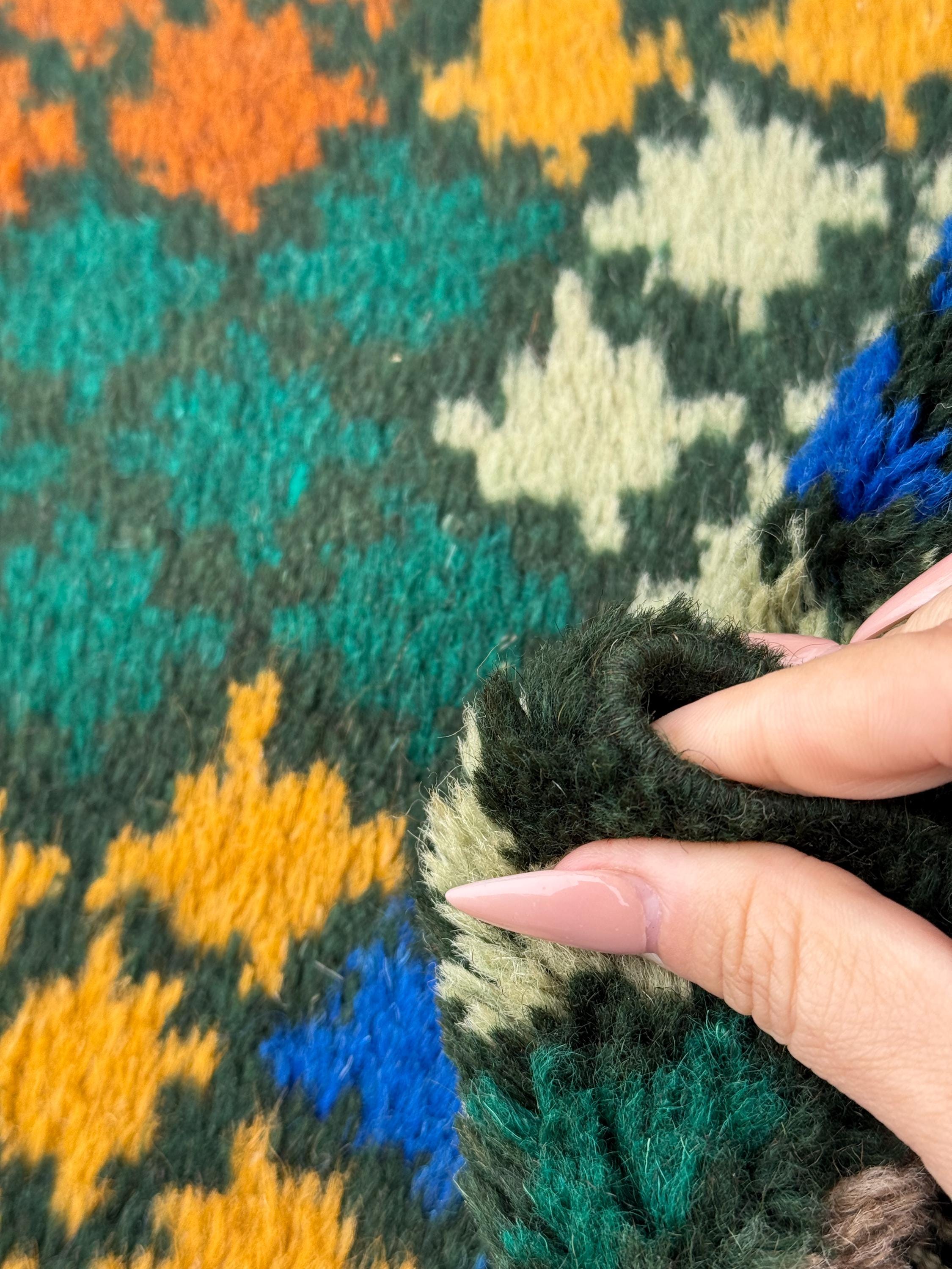 4x6 Handmade Vintage Afghan Baluch Rug | Pine Forest Olive Mint Green Burnt Orange Cream White Brick Red Navy Blue <ustard Yellow Gold