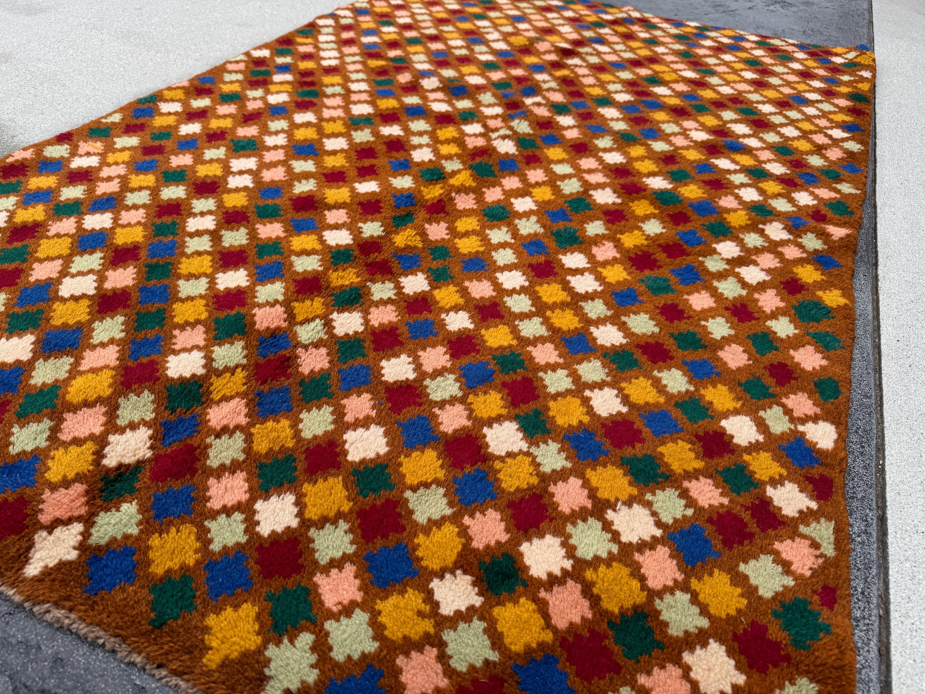 4x6 Handmade Vintage Afghan Baluch Rug | Copper Brown Rust Red Cream White Mustard Yellow Olive Green Teal Aqua Blue Navy Peach | Wool