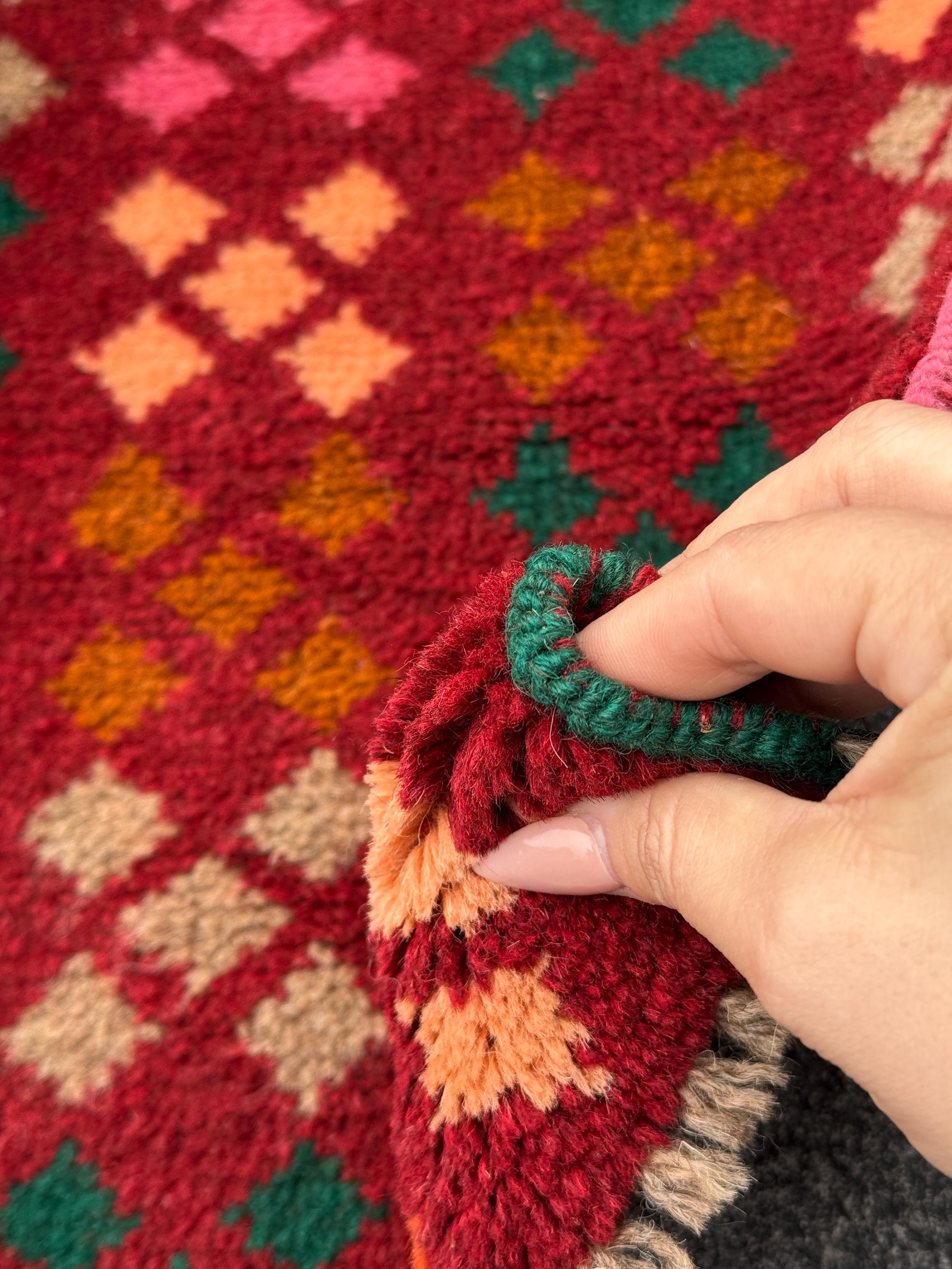 3x5 Handmade Vintage Afghan Baluch Rug | Rust Red Forest Green Grey Pink Burnt Orange Copper Brown Peach | Wool Flatwoven