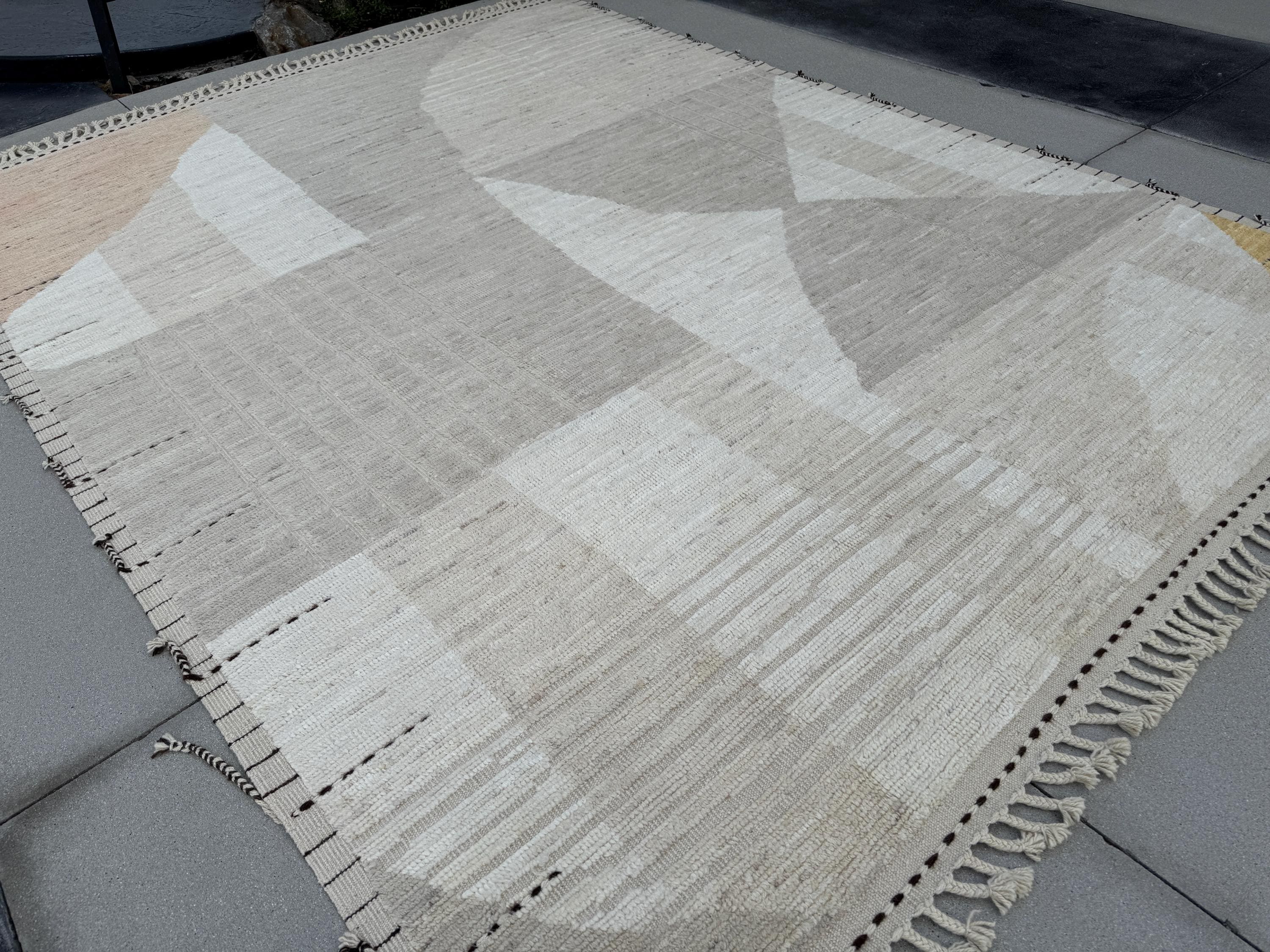 10x13 Handmade Afghan Wool Rug | Neutral Modern Berber Style Area Rug | Handwoven Minimalist Carpet | Contemporary Moroccan Inspired
