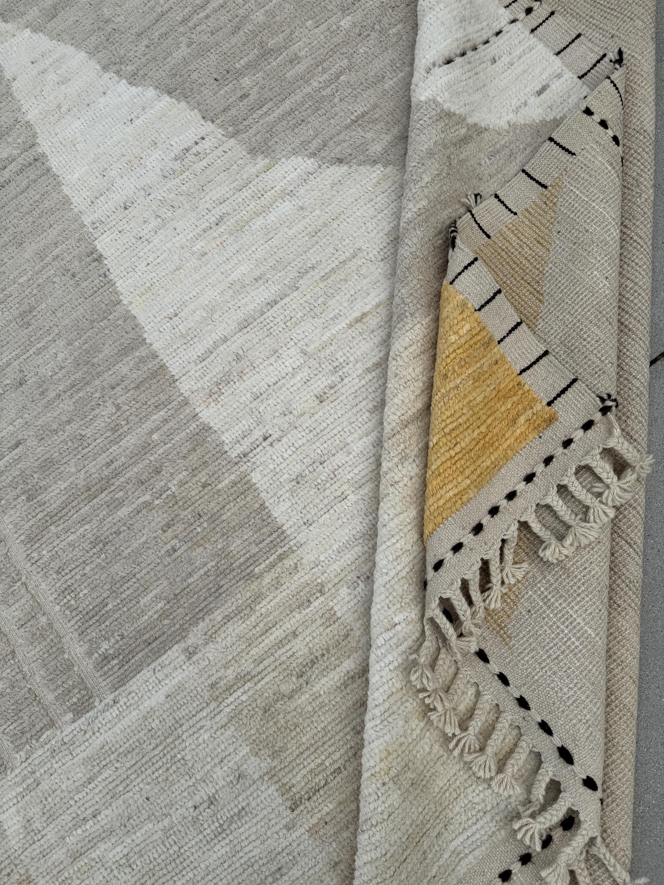 10x13 Handmade Afghan Wool Rug | Neutral Modern Berber Style Area Rug | Handwoven Minimalist Carpet | Contemporary Moroccan Inspired