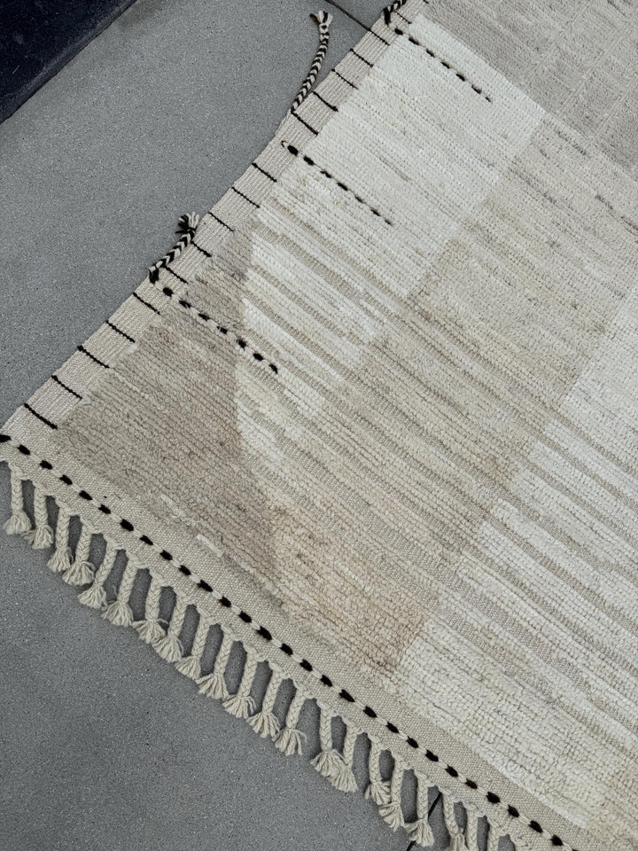 10x13 Handmade Afghan Wool Rug | Neutral Modern Berber Style Area Rug | Handwoven Minimalist Carpet | Contemporary Moroccan Inspired
