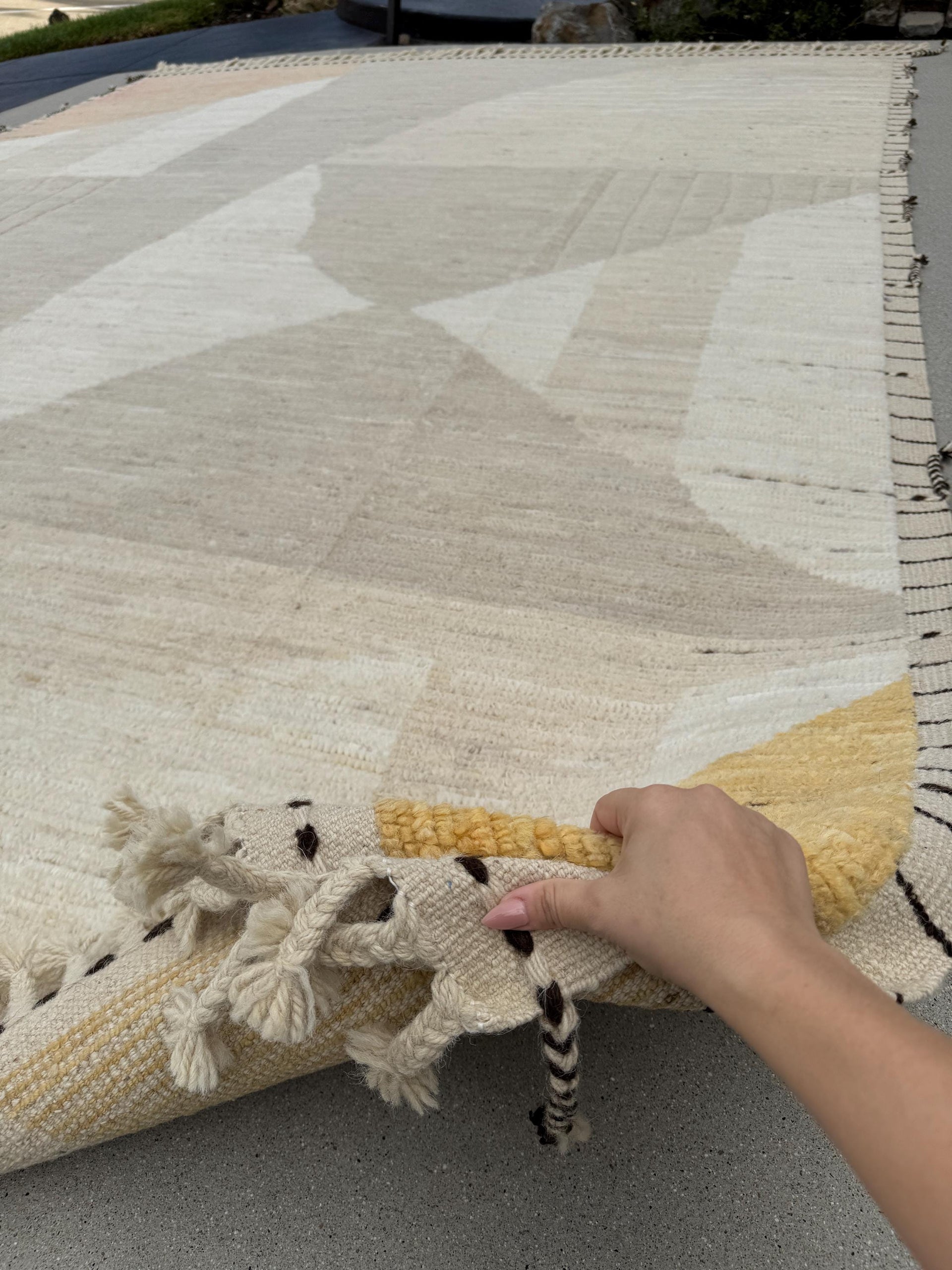 10x13 Handmade Afghan Wool Rug | Neutral Modern Berber Style Area Rug | Handwoven Minimalist Carpet | Contemporary Moroccan Inspired