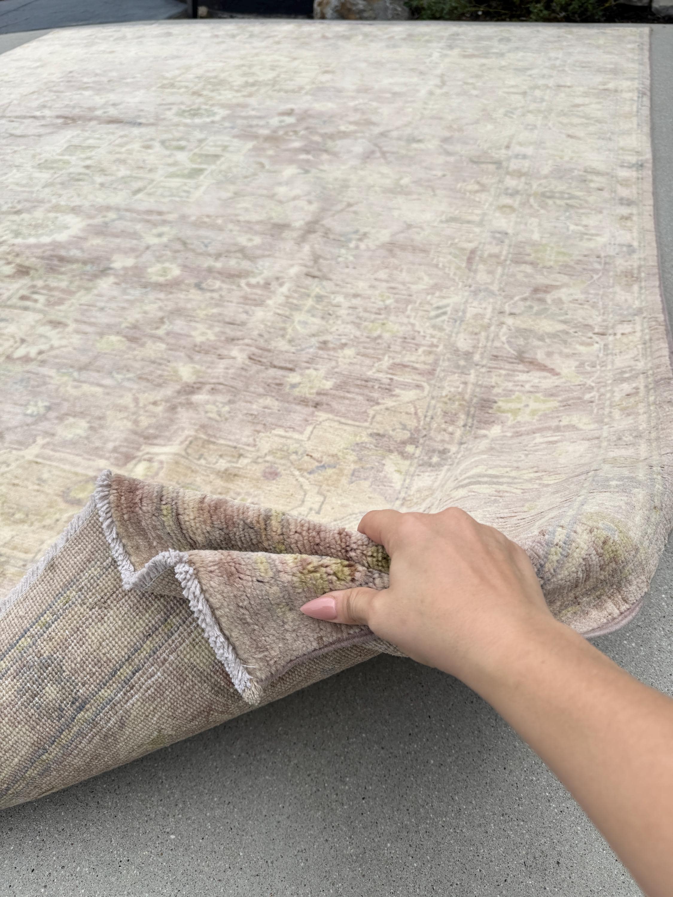 8x10 Handmade Afghan Wool Rug | Oushak Design | Chestnut and Beige Floral | Hand-Knotted | The Rug Mine