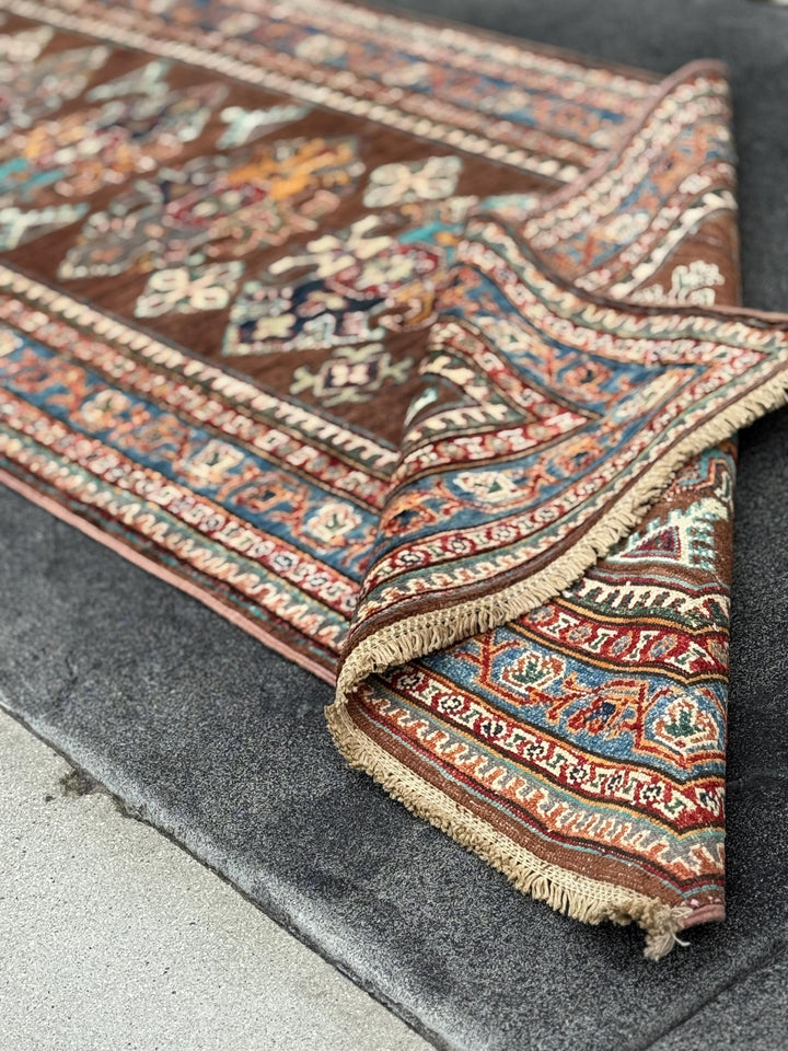 3x10 Handmade Afghan Wool Runner | Brown Kazak Style Knotted Runner Rug | Tribal Hallway Runner