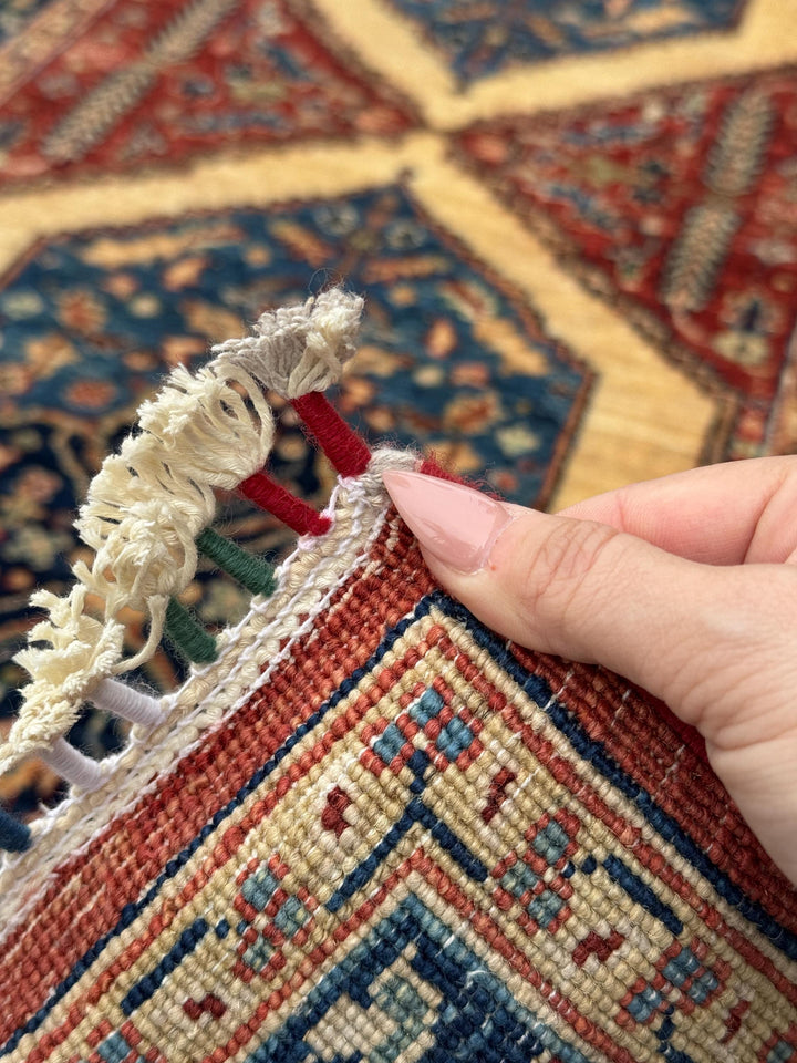 3x10 Handmade Afghan Wool Runner | Tribal Medallion Runner Rug | Red Blue Hallway Runner