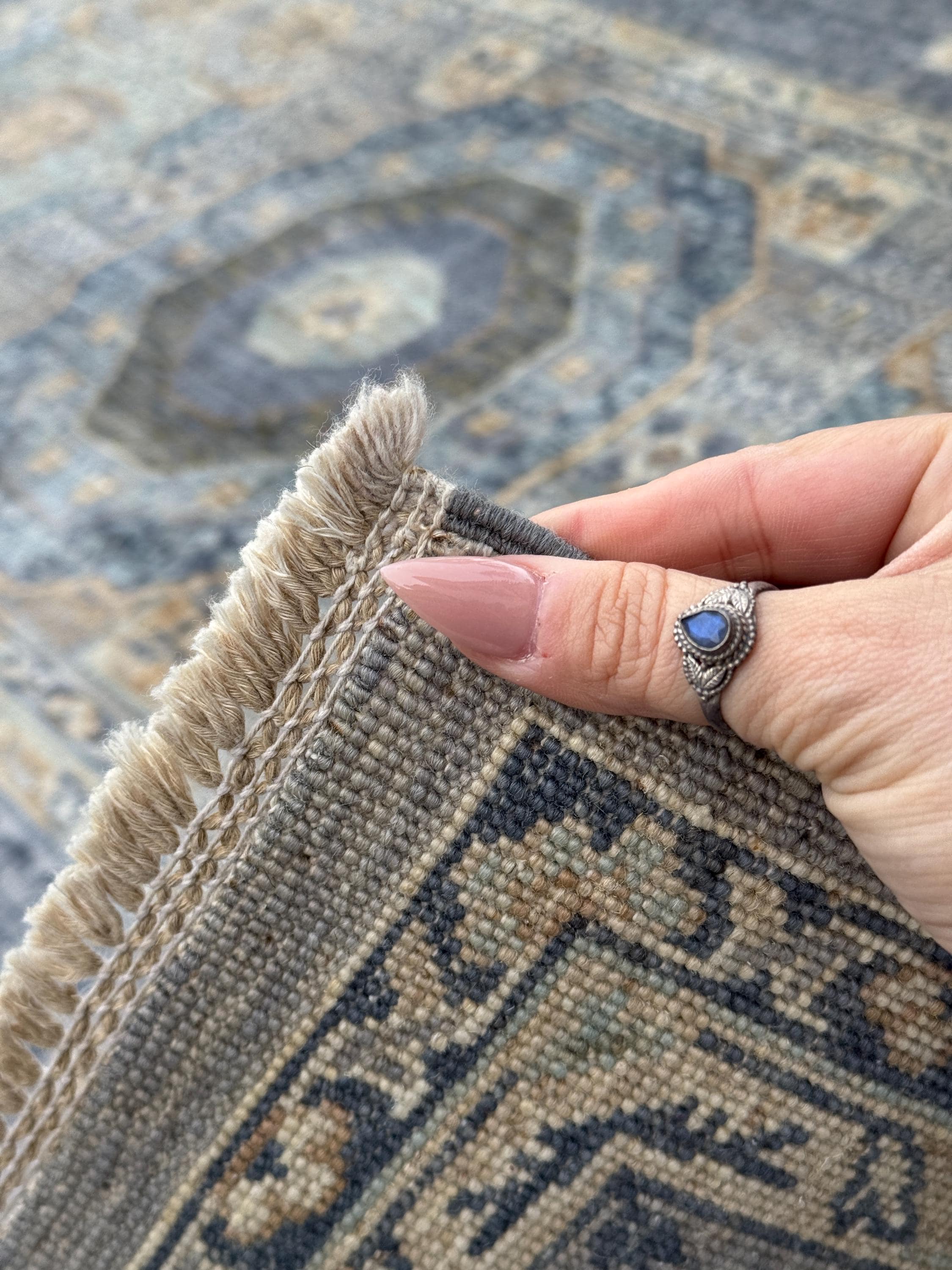 4x6 Handmade Afghan Wool Rug | Soft Medallion Mamluk Design | Blue And Ivory Area Rug