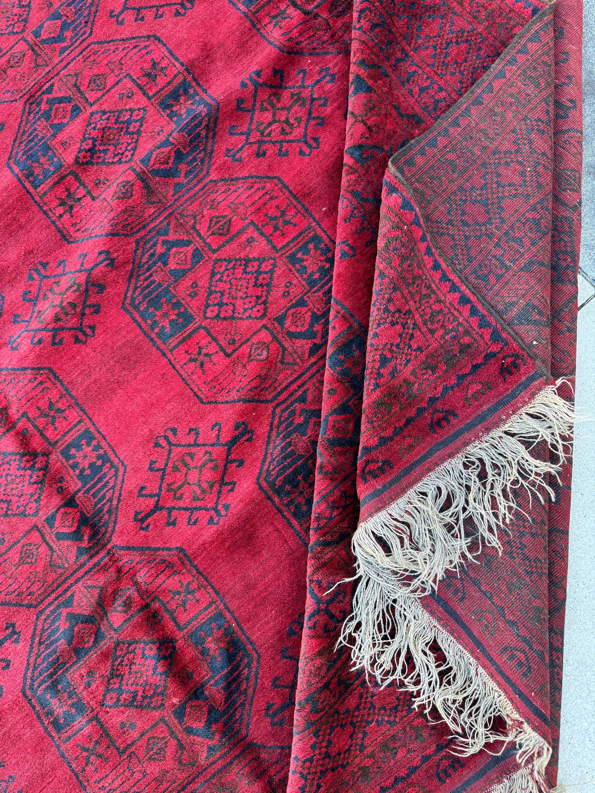 9x12 Handmade Afghan Wool Rug | Red Khal Mohammadi Rug | Traditional Tribal Geometric Area Rug