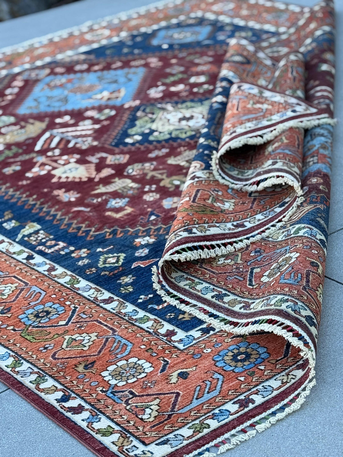 8x10 Handmade Afghan Wool Rug | Burgundy Tribal Medallion Rug | Hand-Knotted Geometric Area Rug